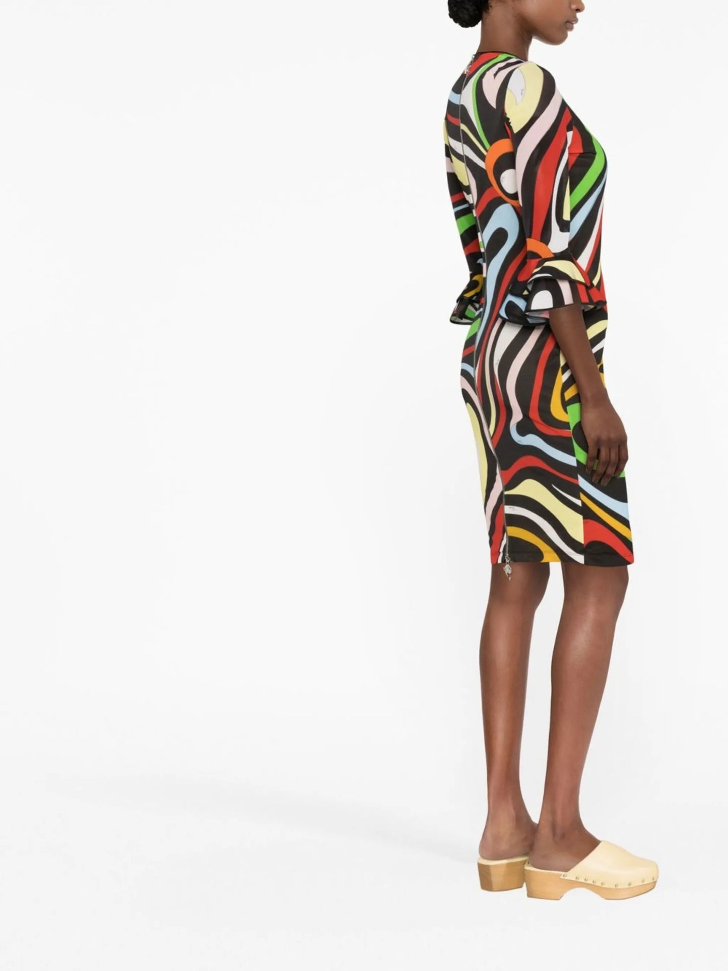 Marmo-print fitted dress