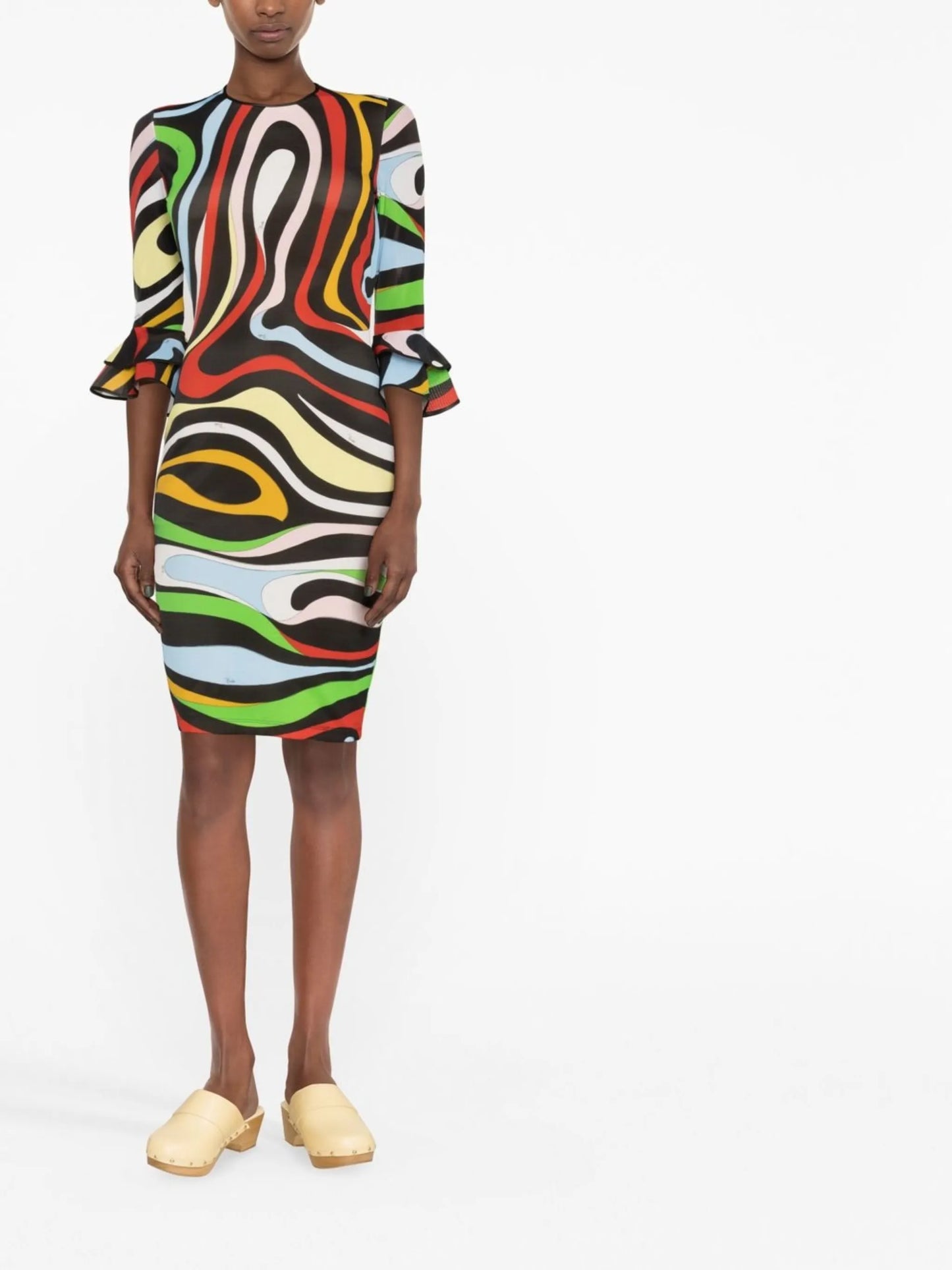 Marmo-print fitted dress