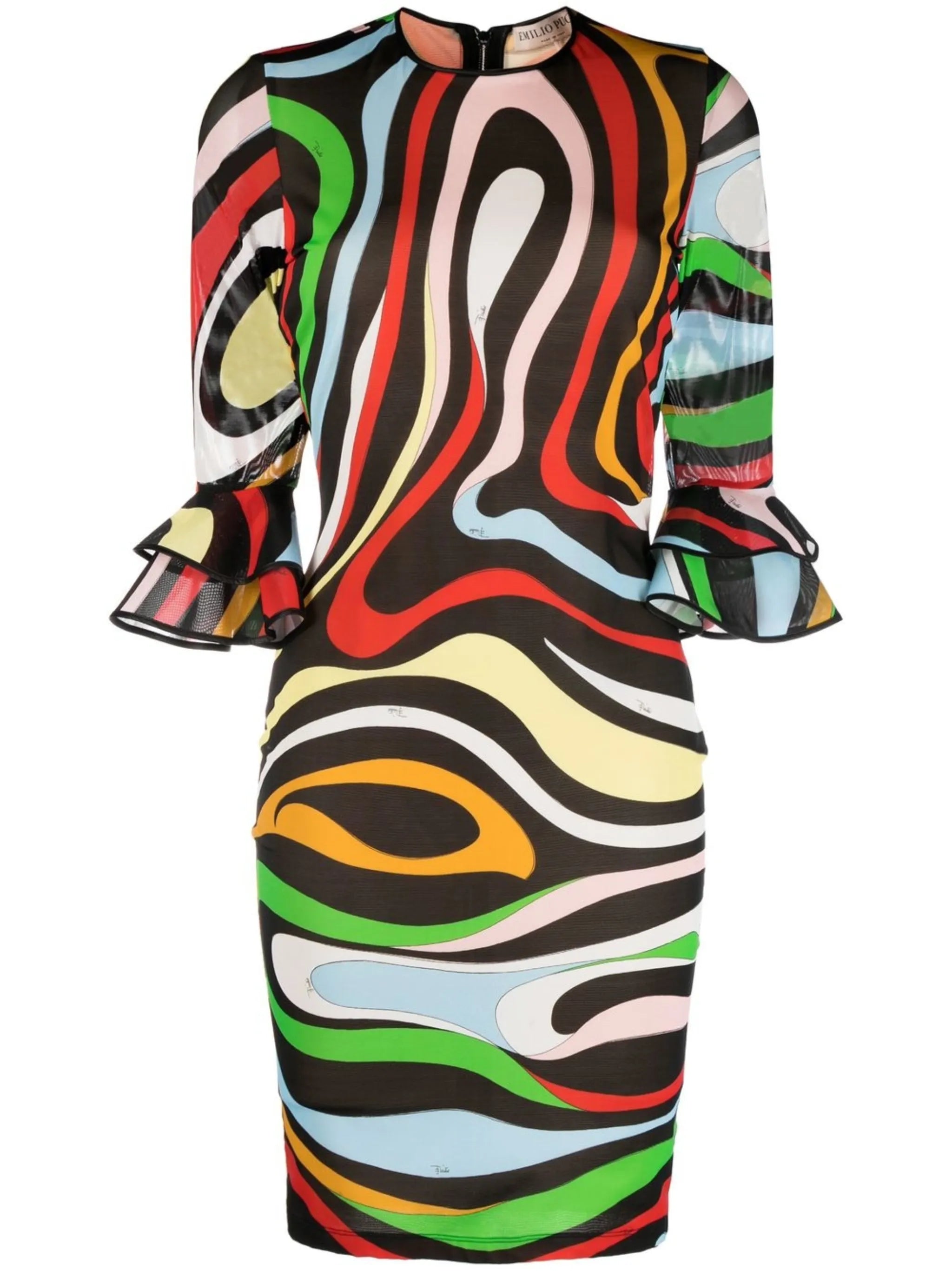Marmo-print fitted dress