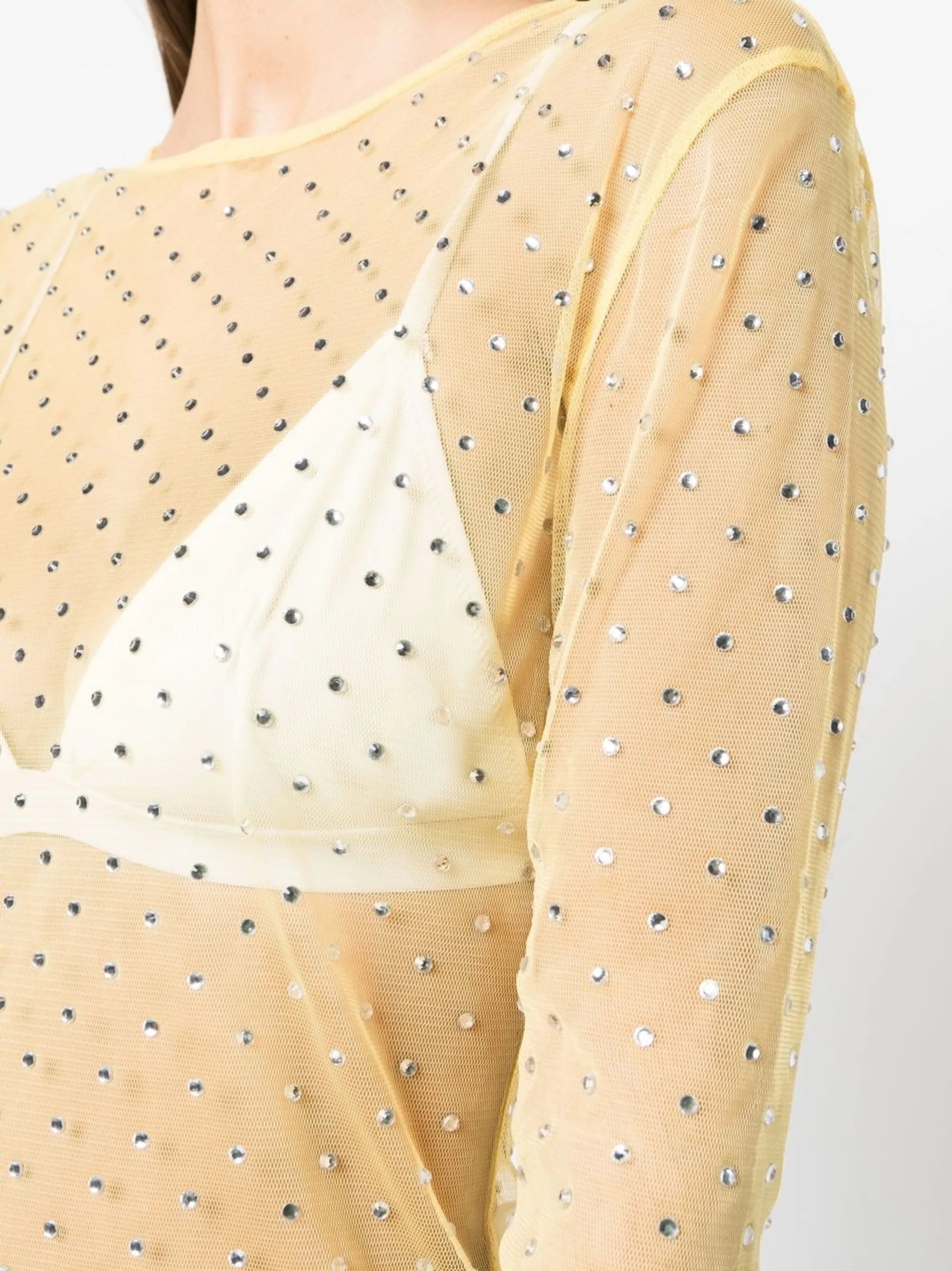 Desta crystal-embellished sheer top