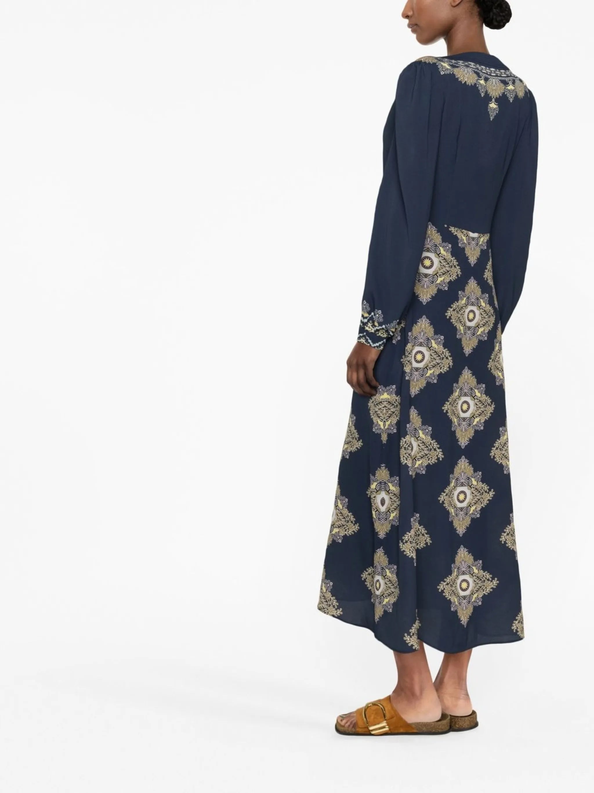 embroidered-design long-sleeve dress