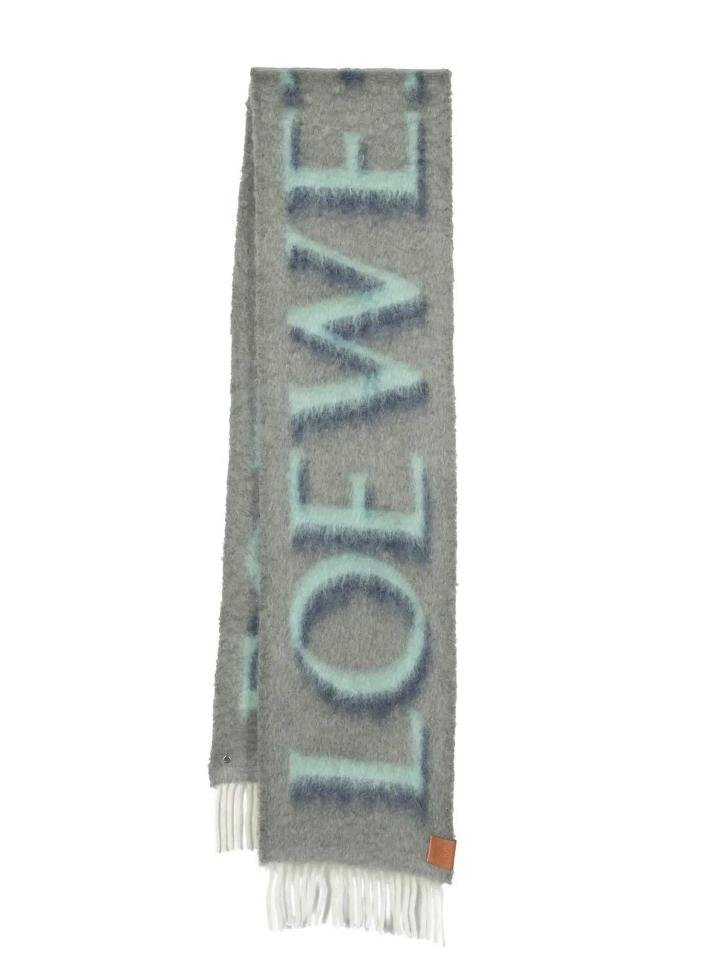 logo-print fringed scarf