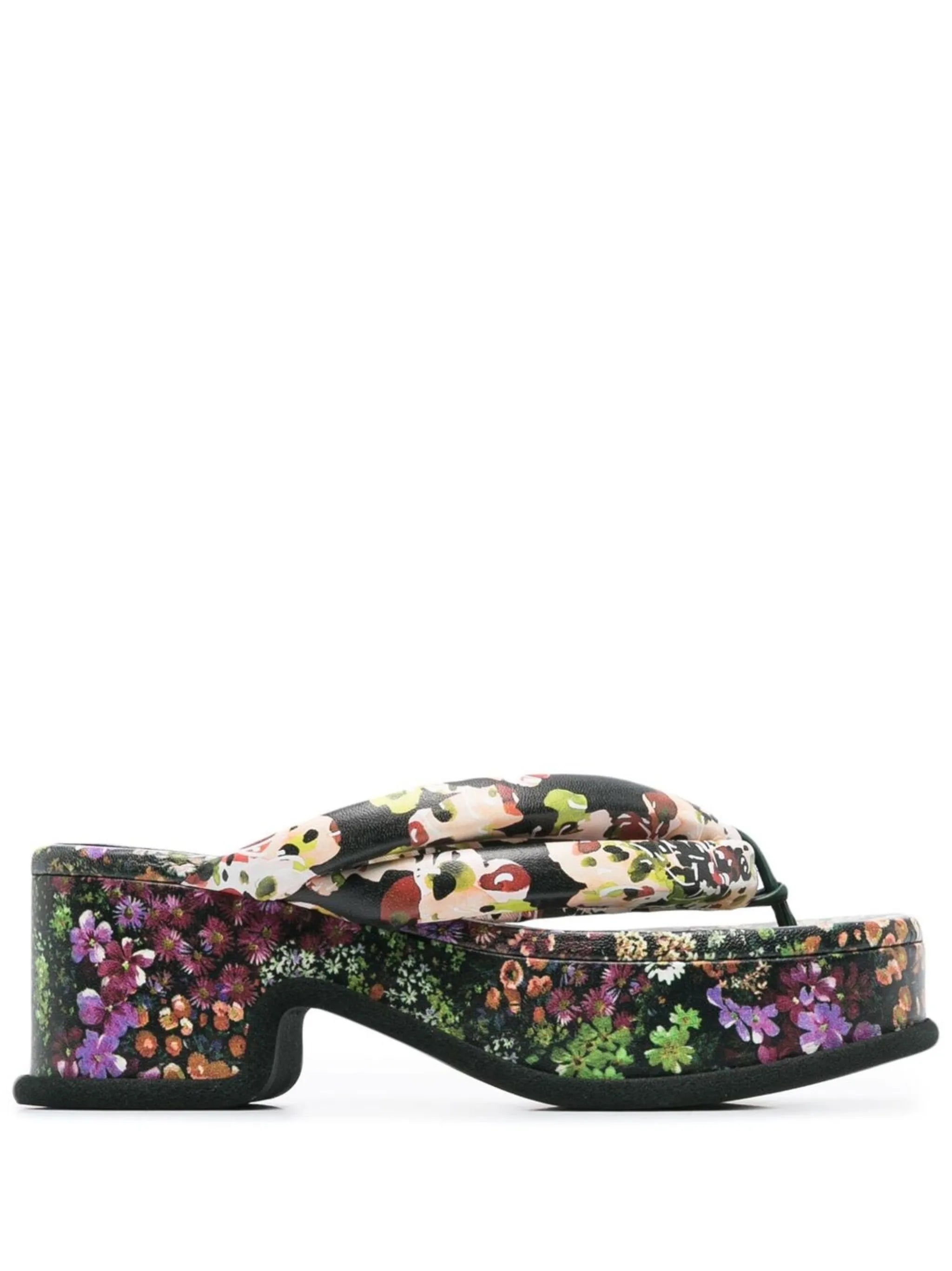 floral-print platform sandals
