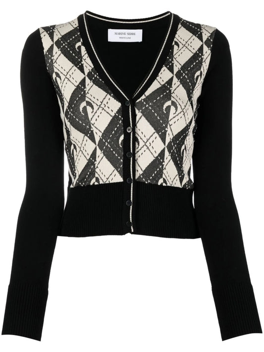 crescent moon V-neck cardigan