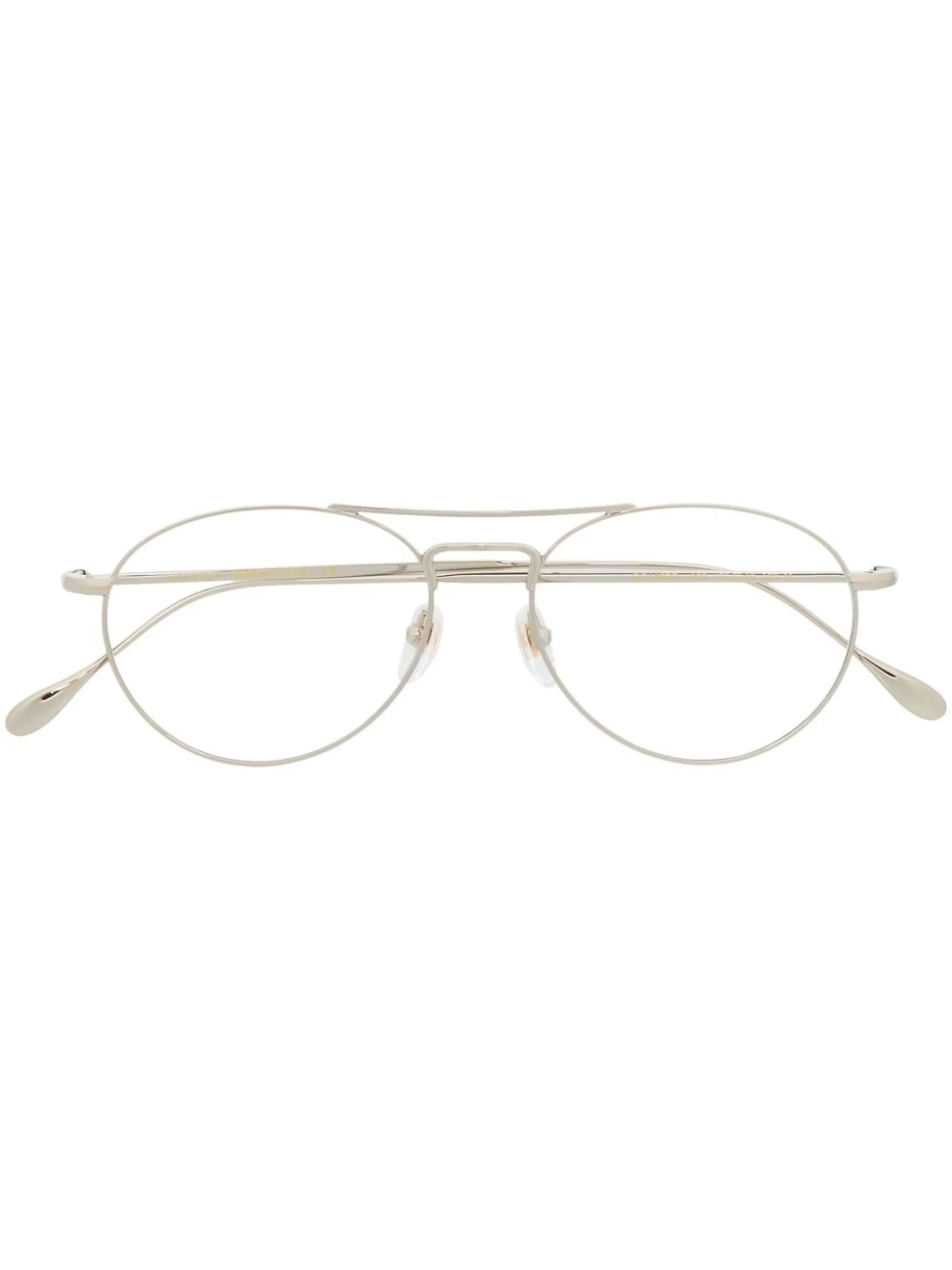 pilot-frame logo-engraved glasses