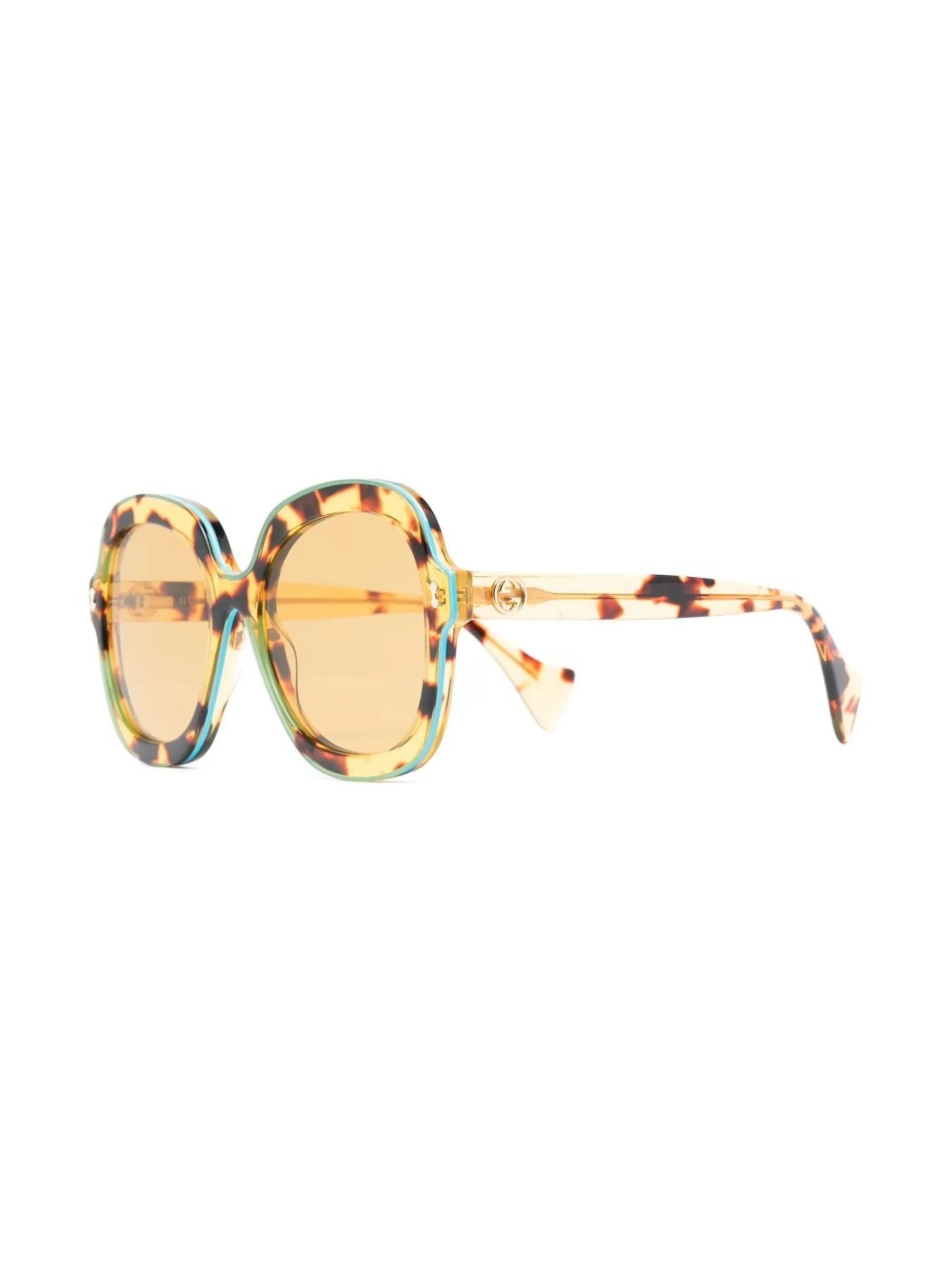 tortoiseshell-effect oversize-frame sunglasses