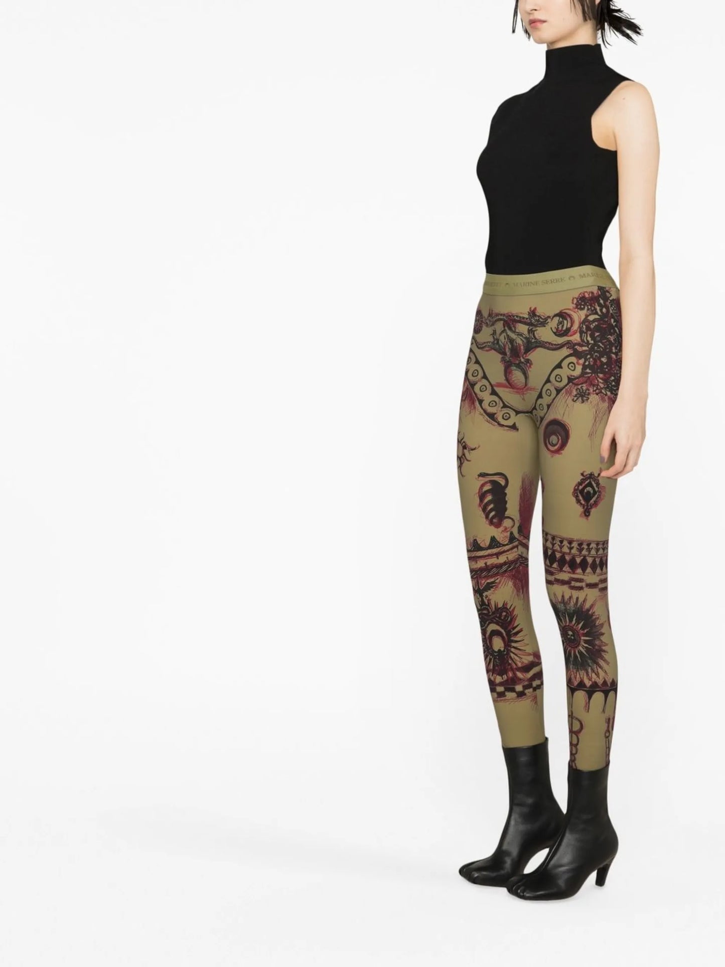 Geotic tattoo-print leggings
