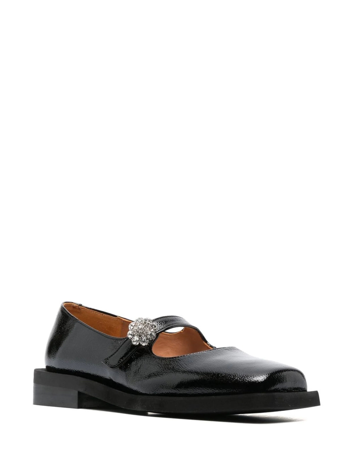 crystal-embellished square toe loafers