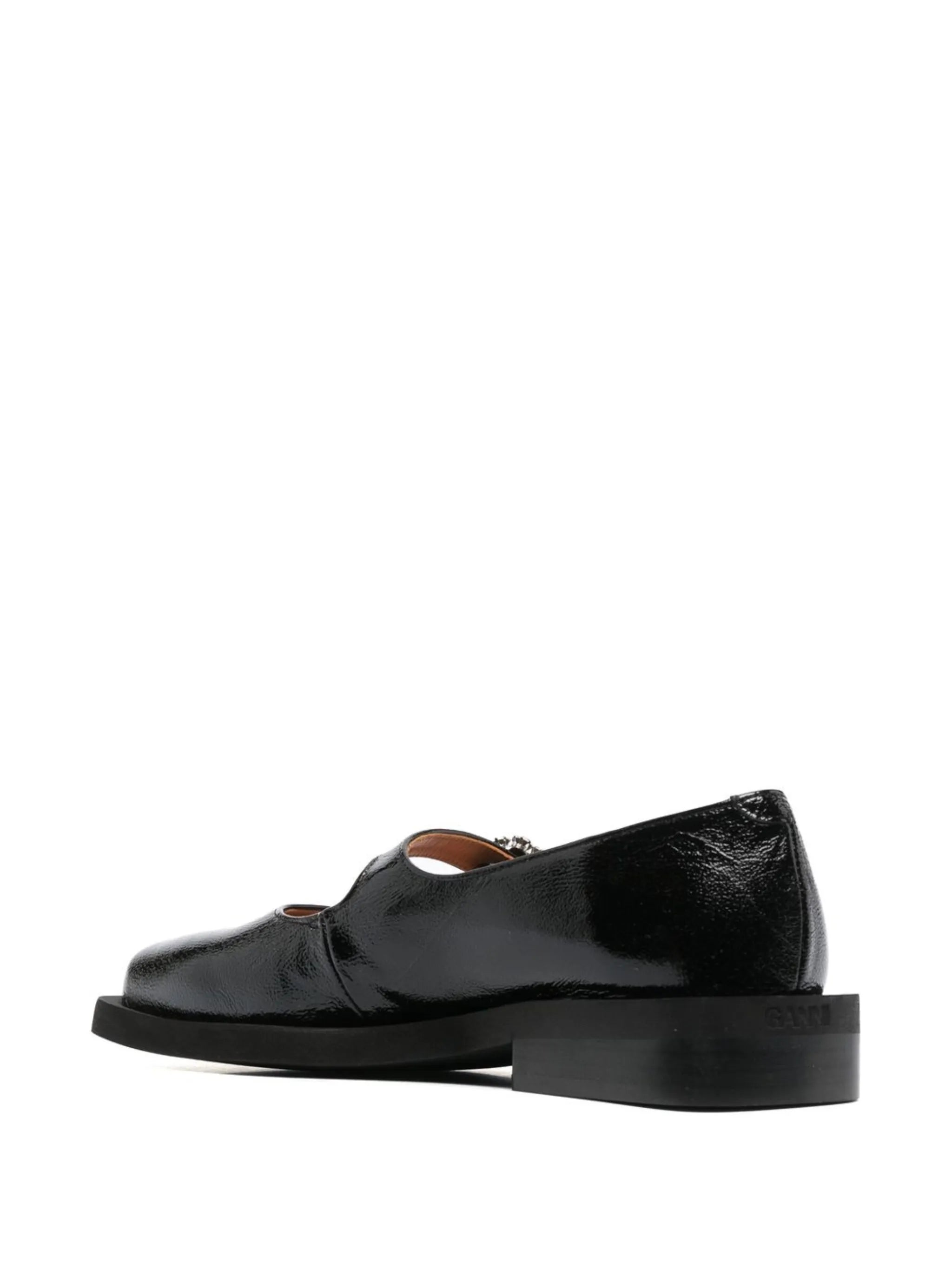 crystal-embellished square toe loafers