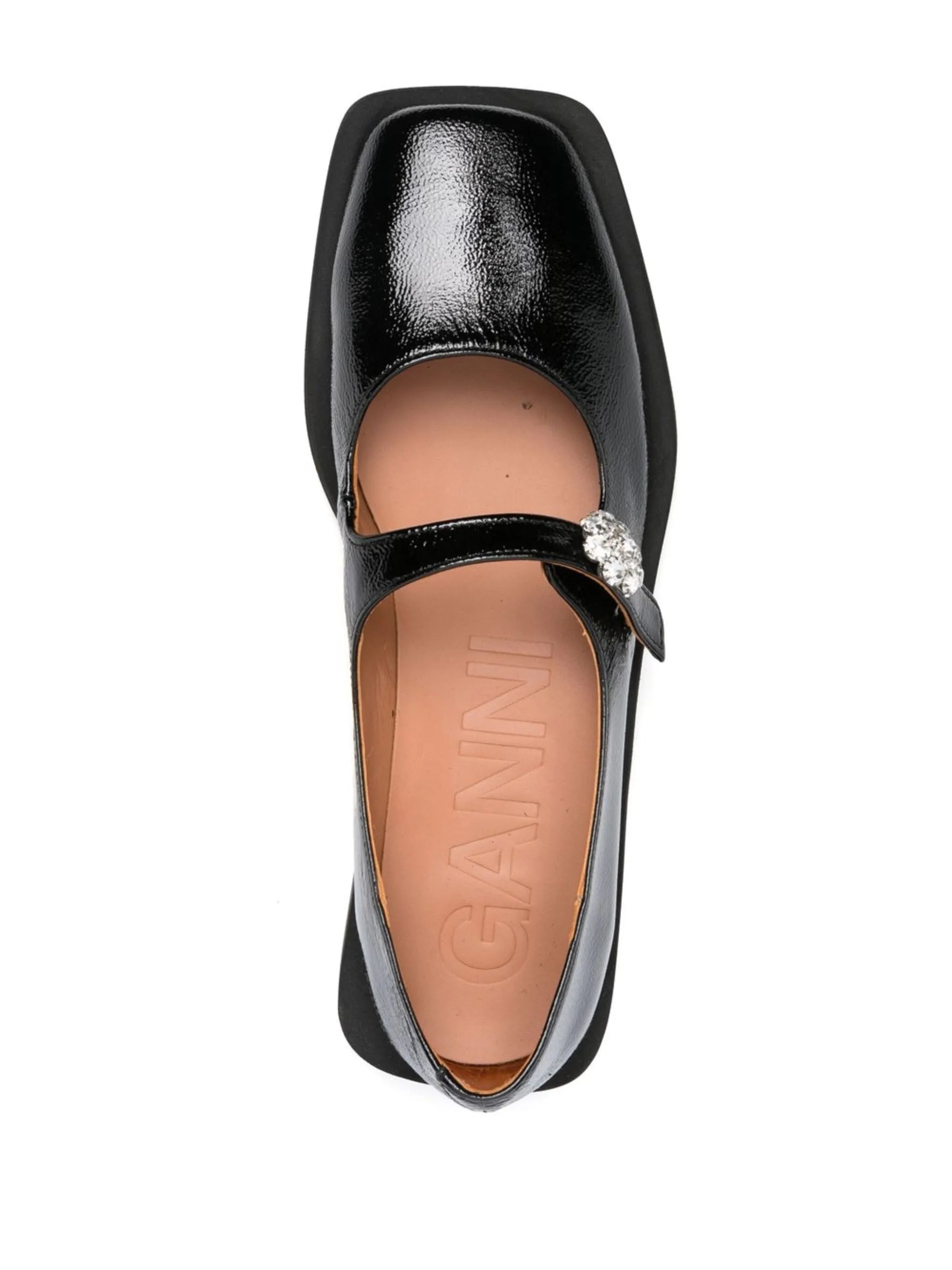 crystal-embellished square toe loafers