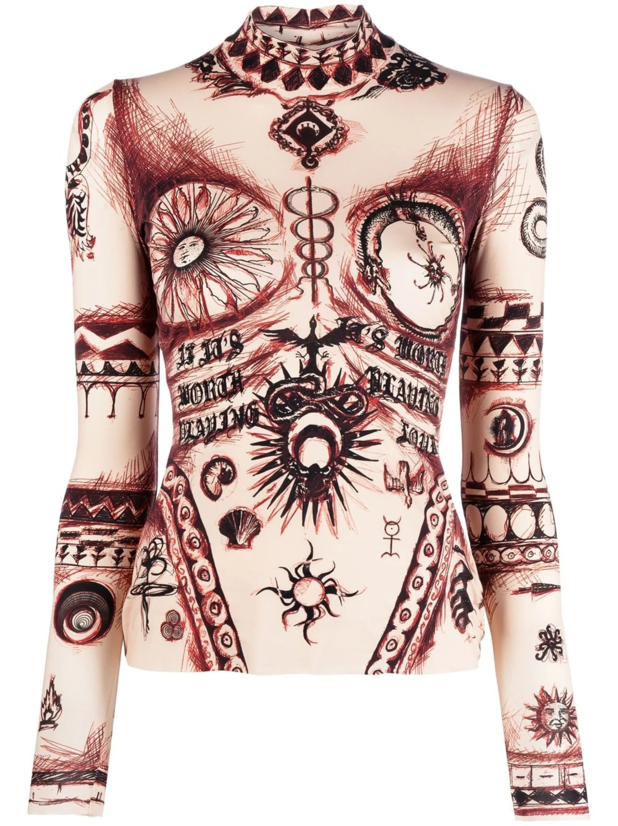 graphic-print long-sleeve top