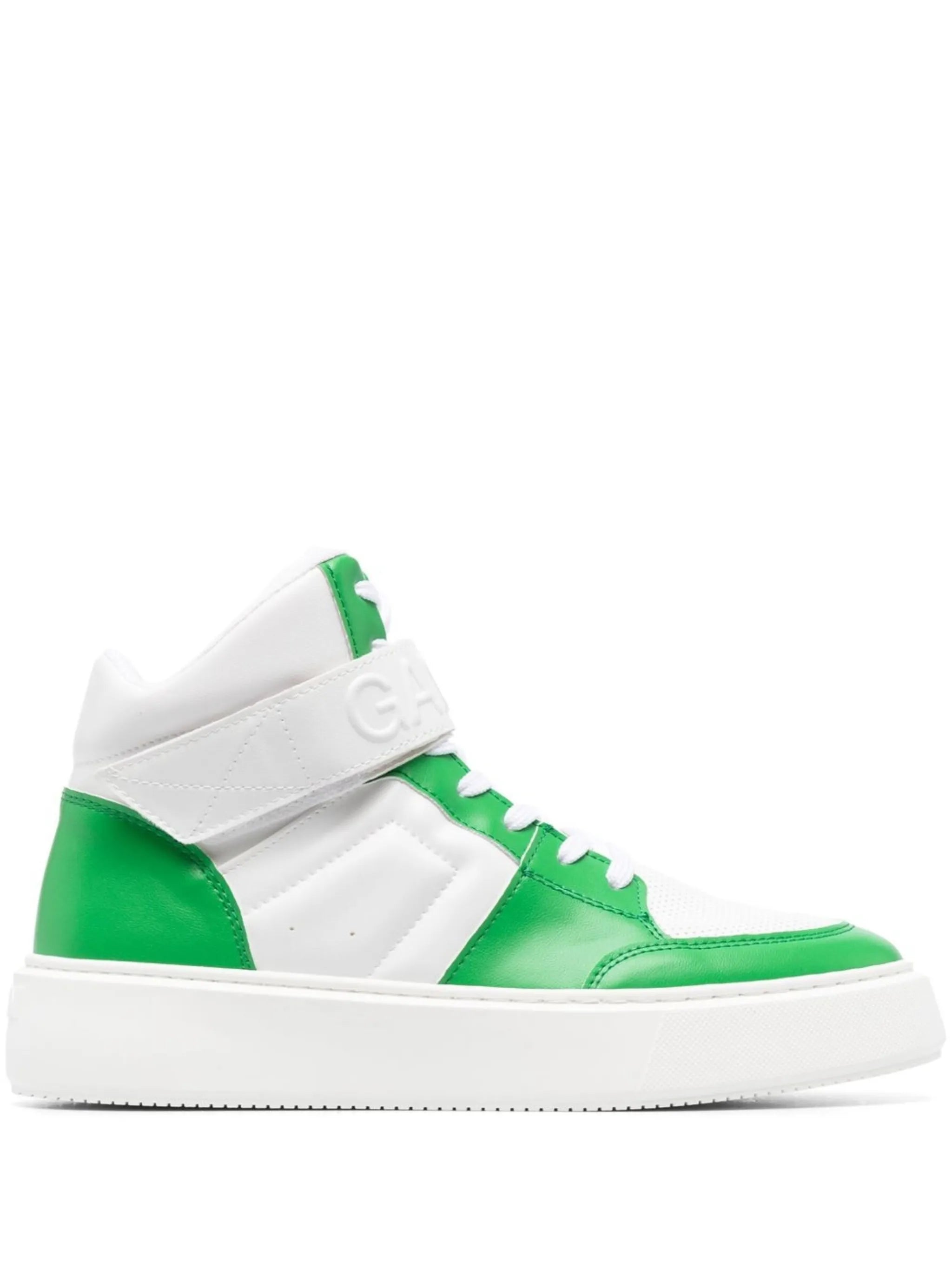 Sporty high-top leather sneakers