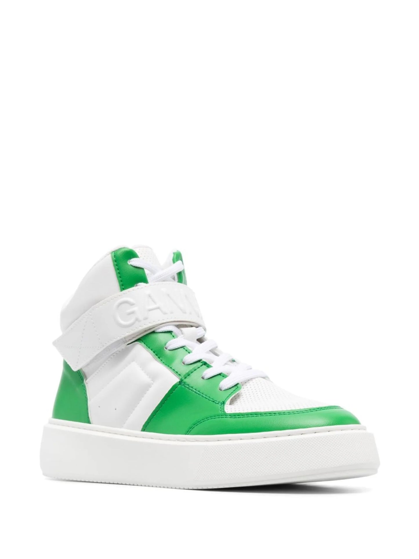 Sporty high-top leather sneakers