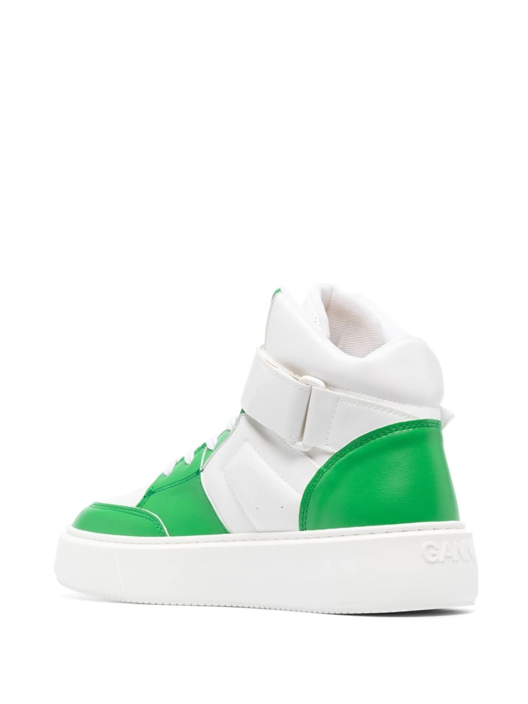 Sporty high-top leather sneakers