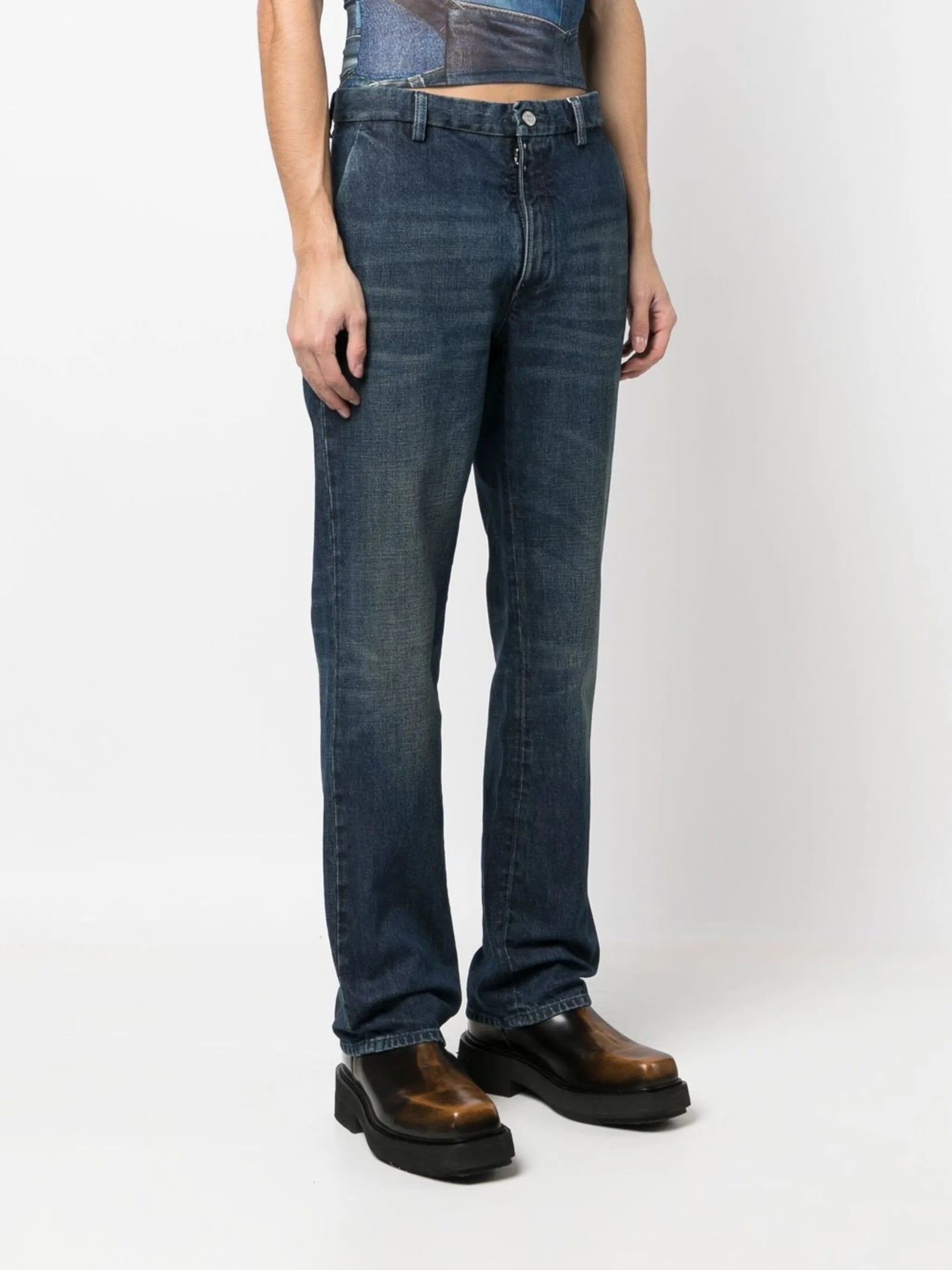 straight-leg denim jeans