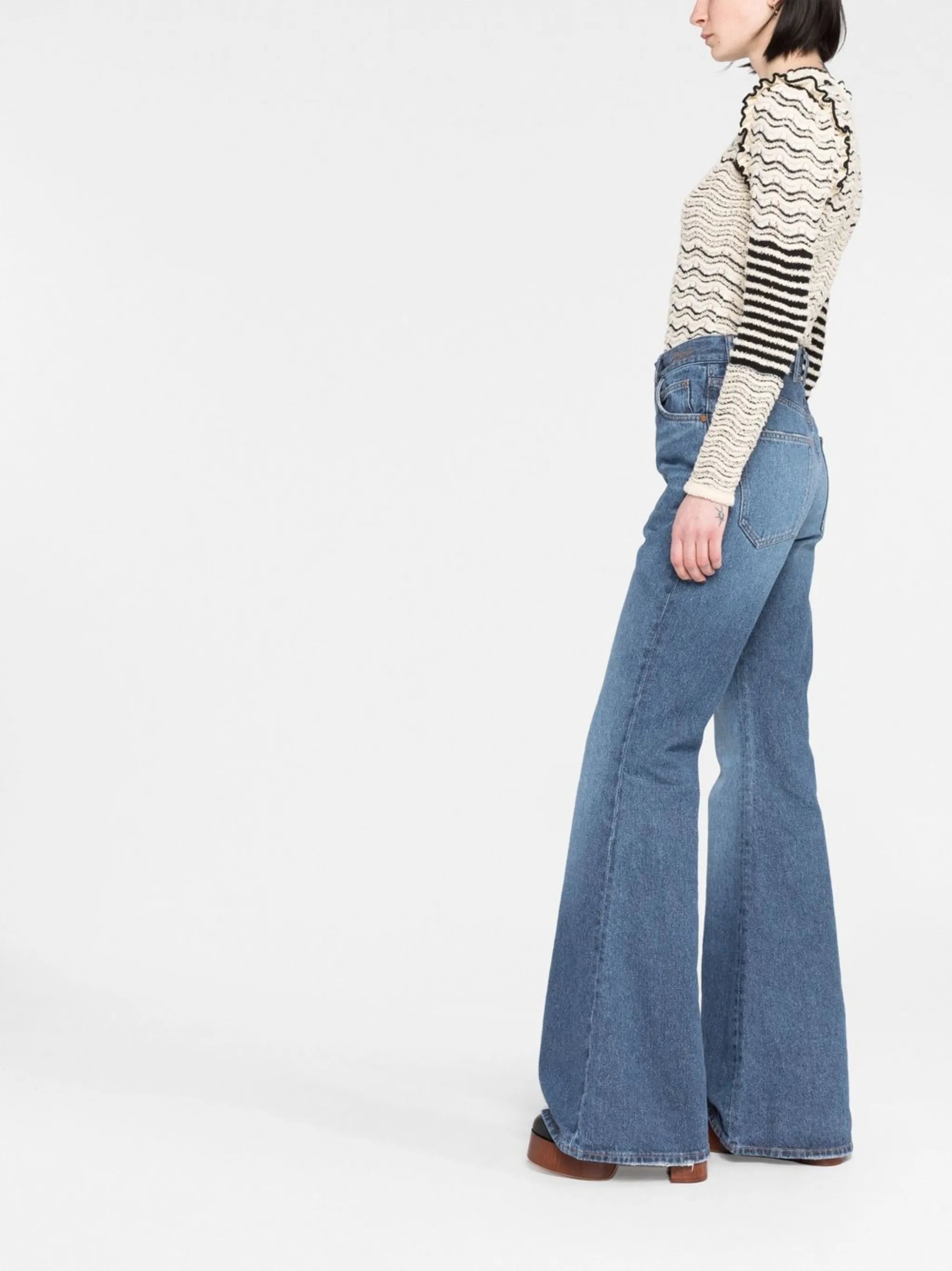 Recycled Cotton Denim Flared Jeans