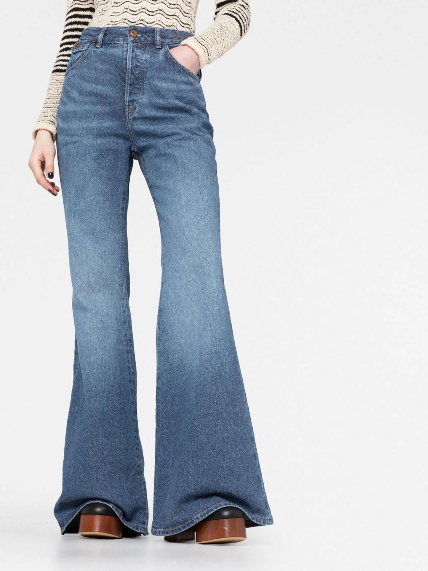 Recycled Cotton Denim Flared Jeans