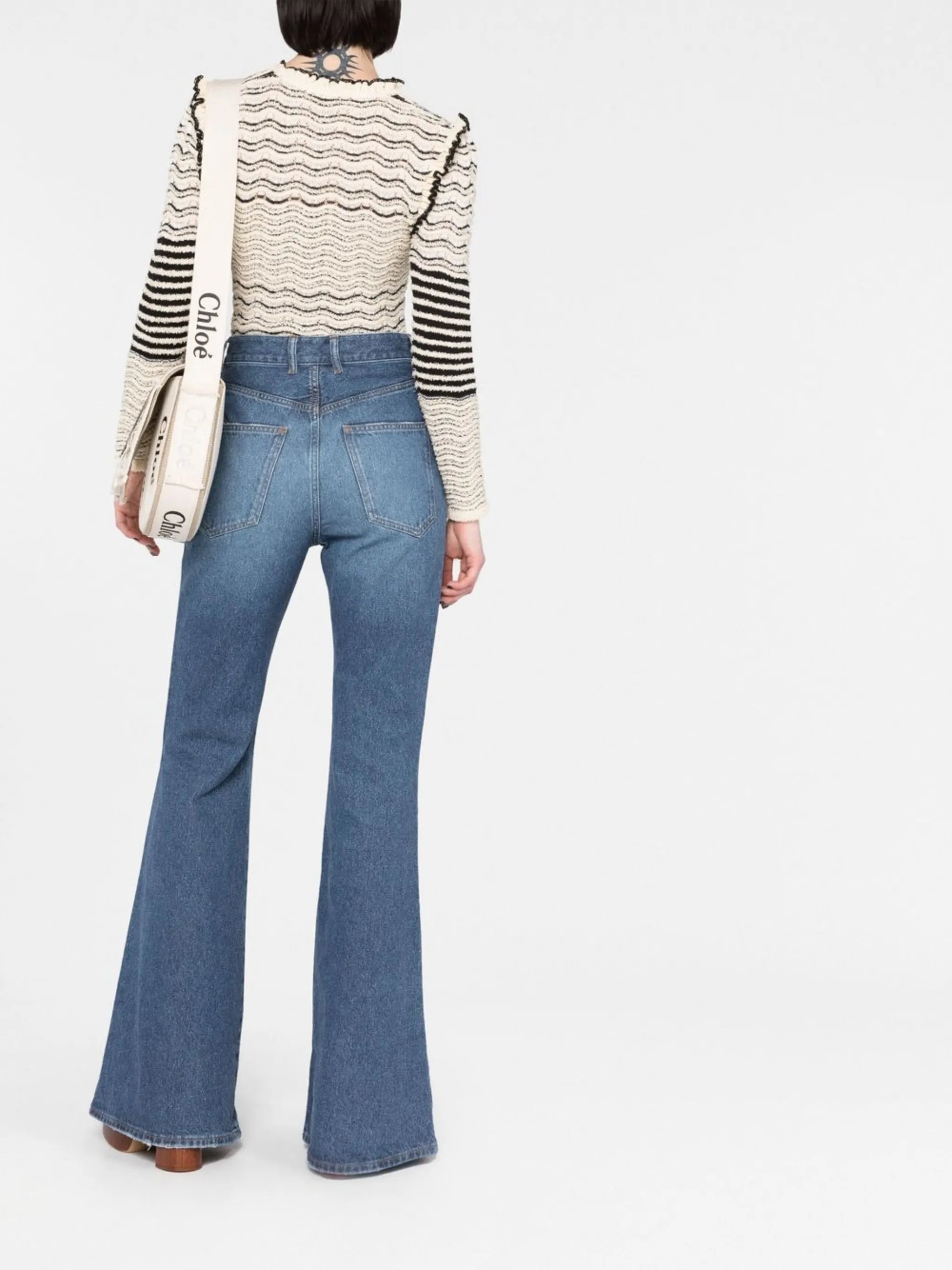 Recycled Cotton Denim Flared Jeans