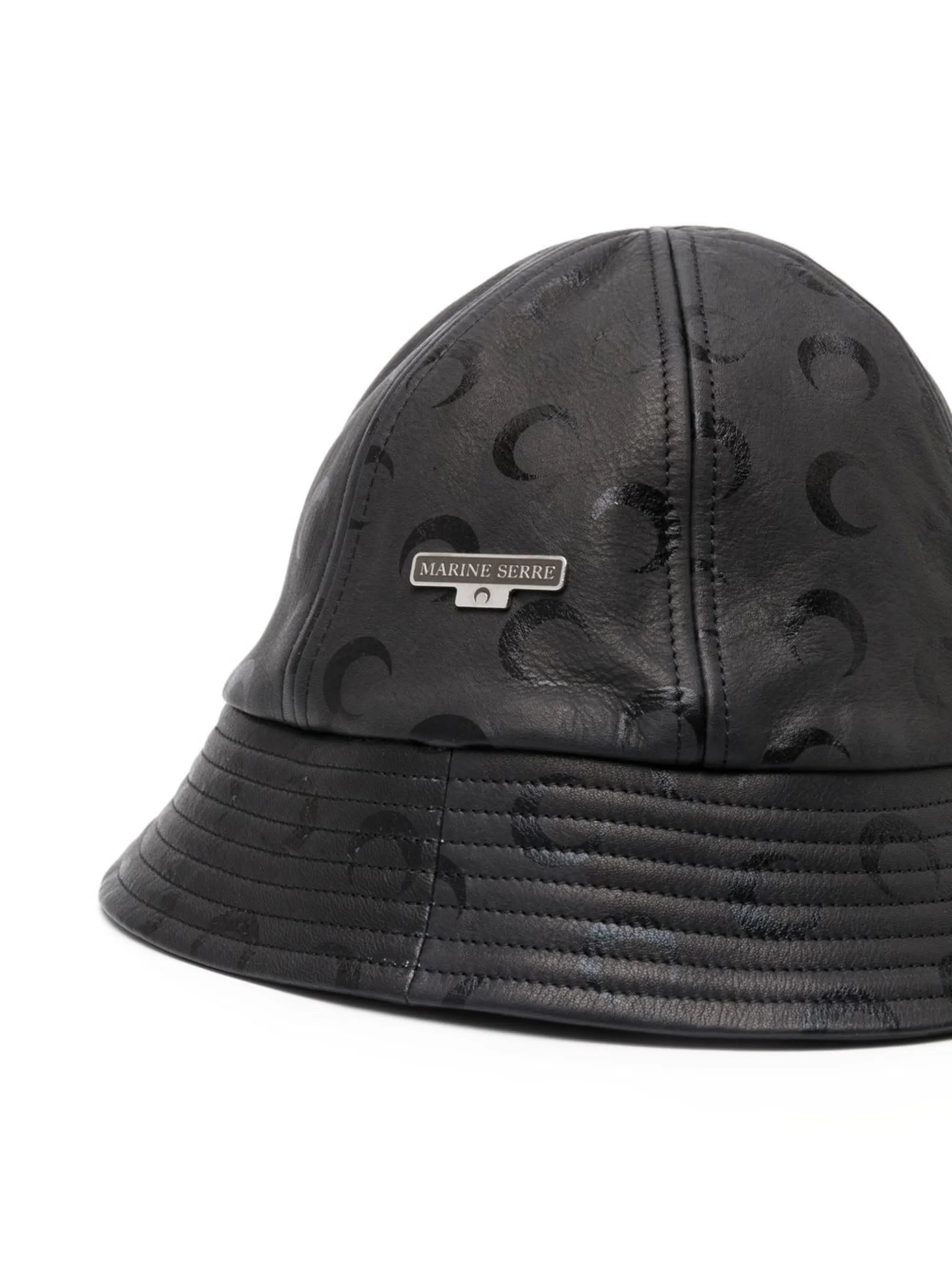 Crescent Moon-print leather bucket hat
