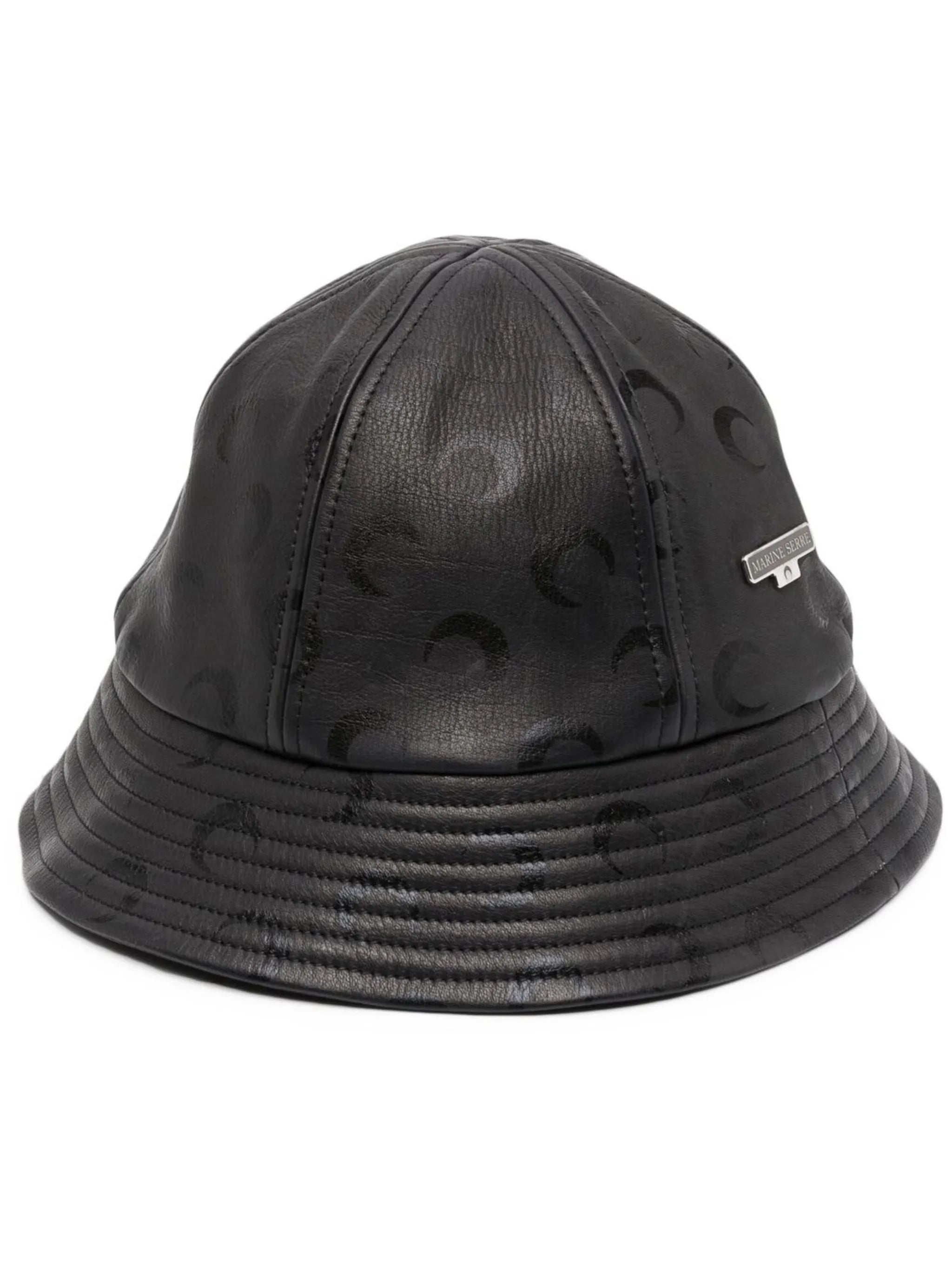 Crescent Moon-print leather bucket hat