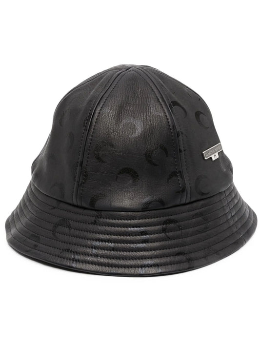 Crescent Moon-print leather bucket hat