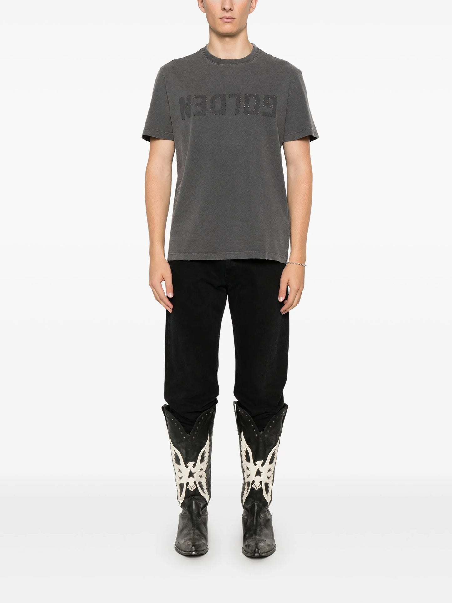inverted-logo distressed-effect T-shirt