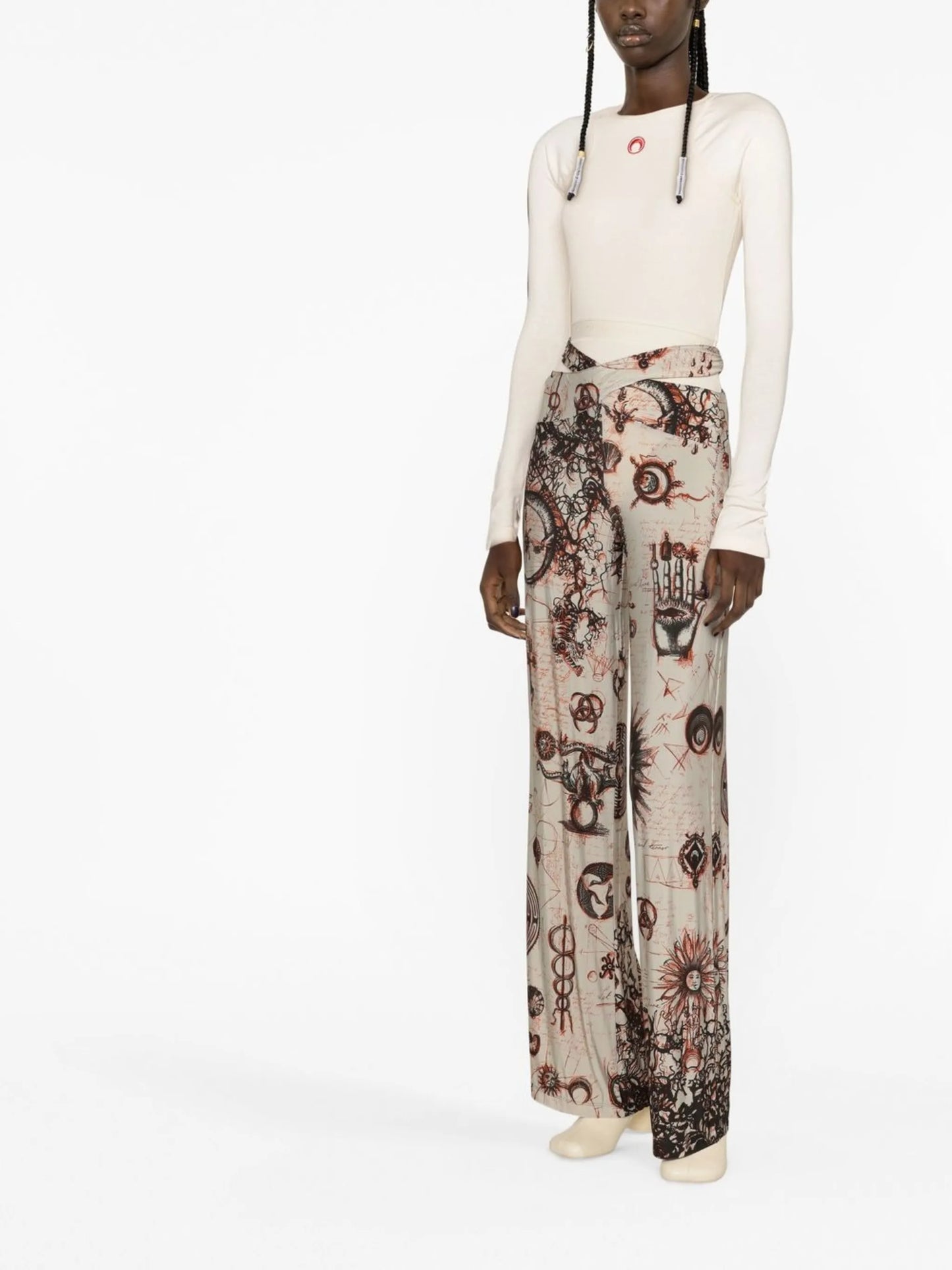 Geotic-print wide-leg trousers