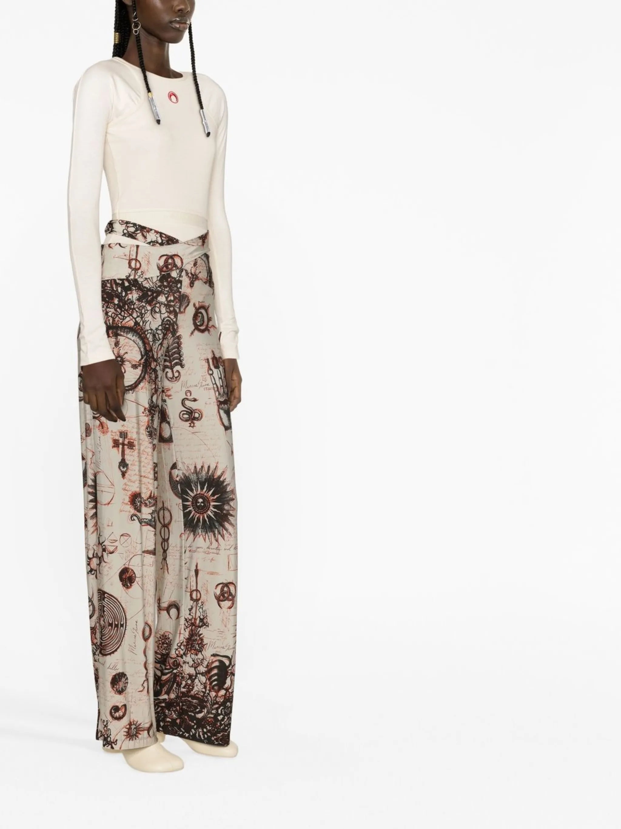 Geotic-print wide-leg trousers