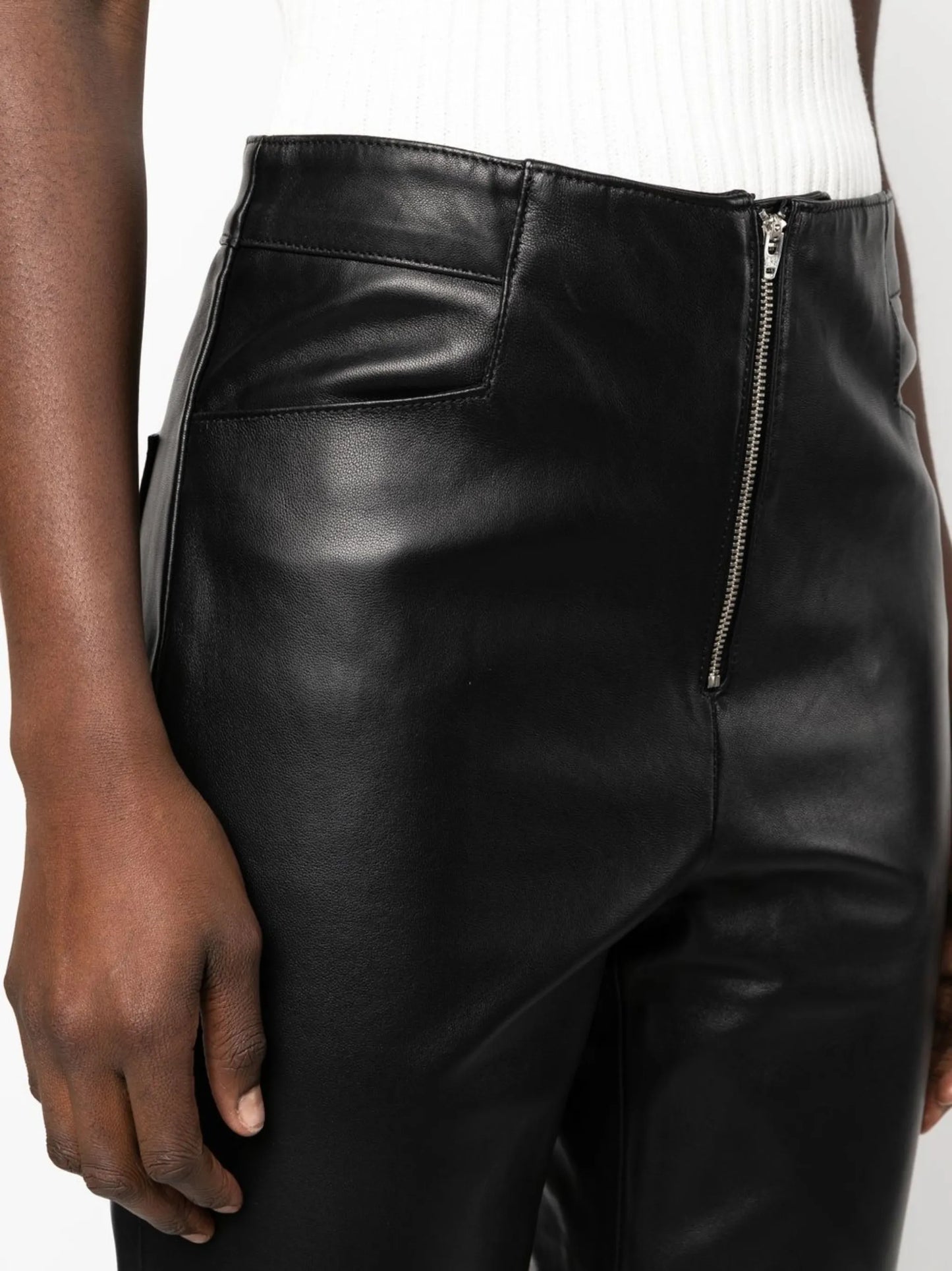 straight-leg lambskin trousers