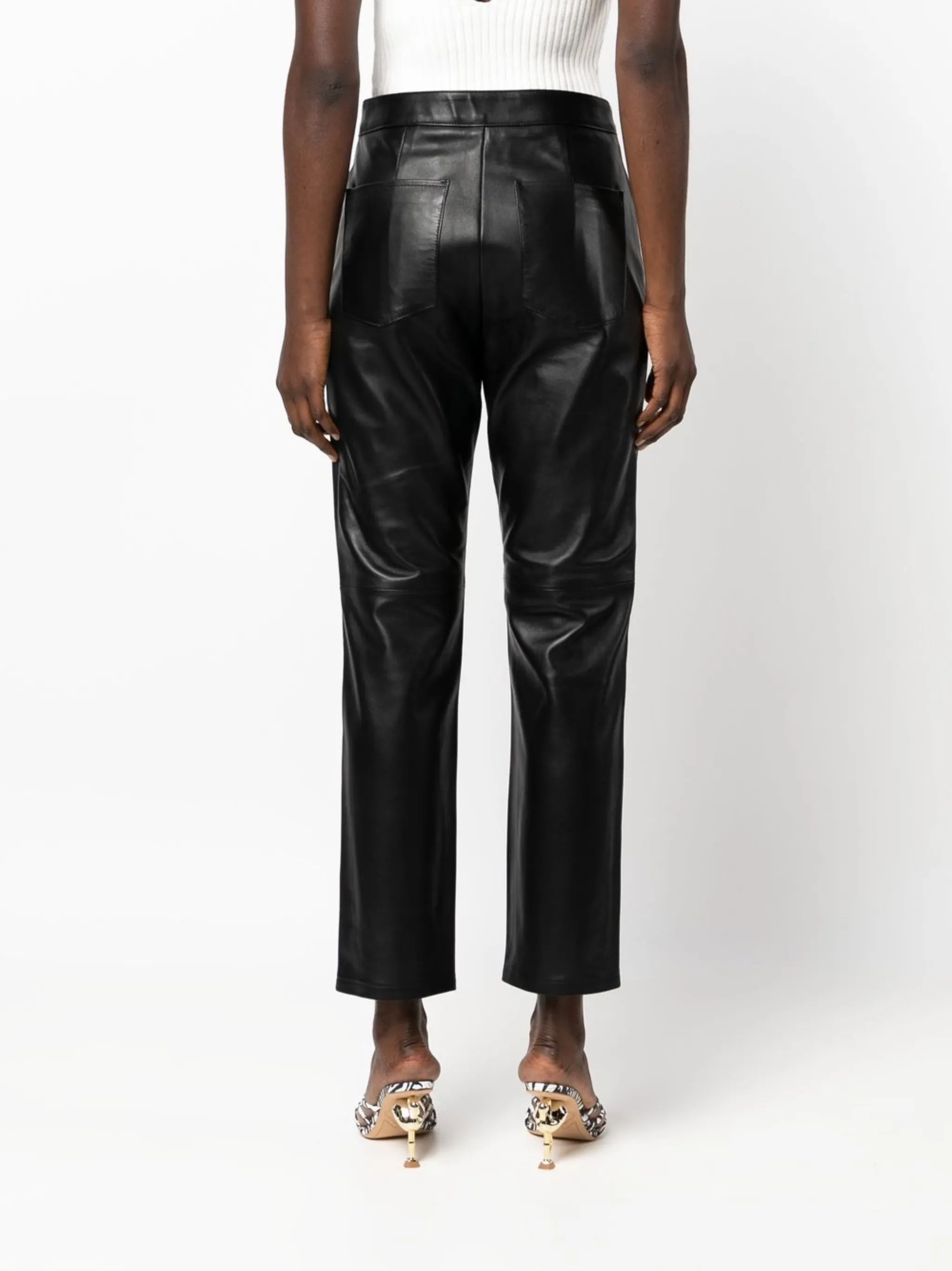 straight-leg lambskin trousers