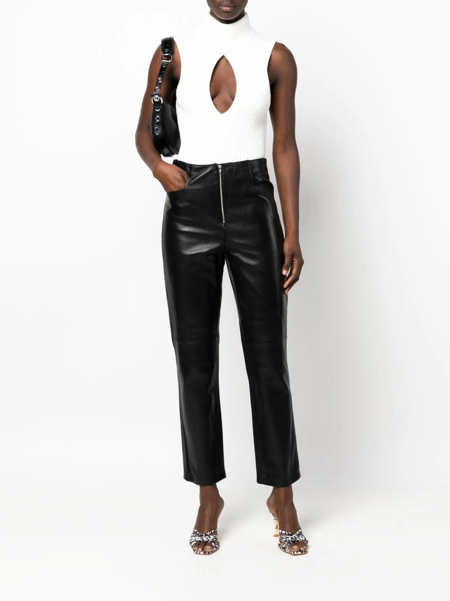 straight-leg lambskin trousers