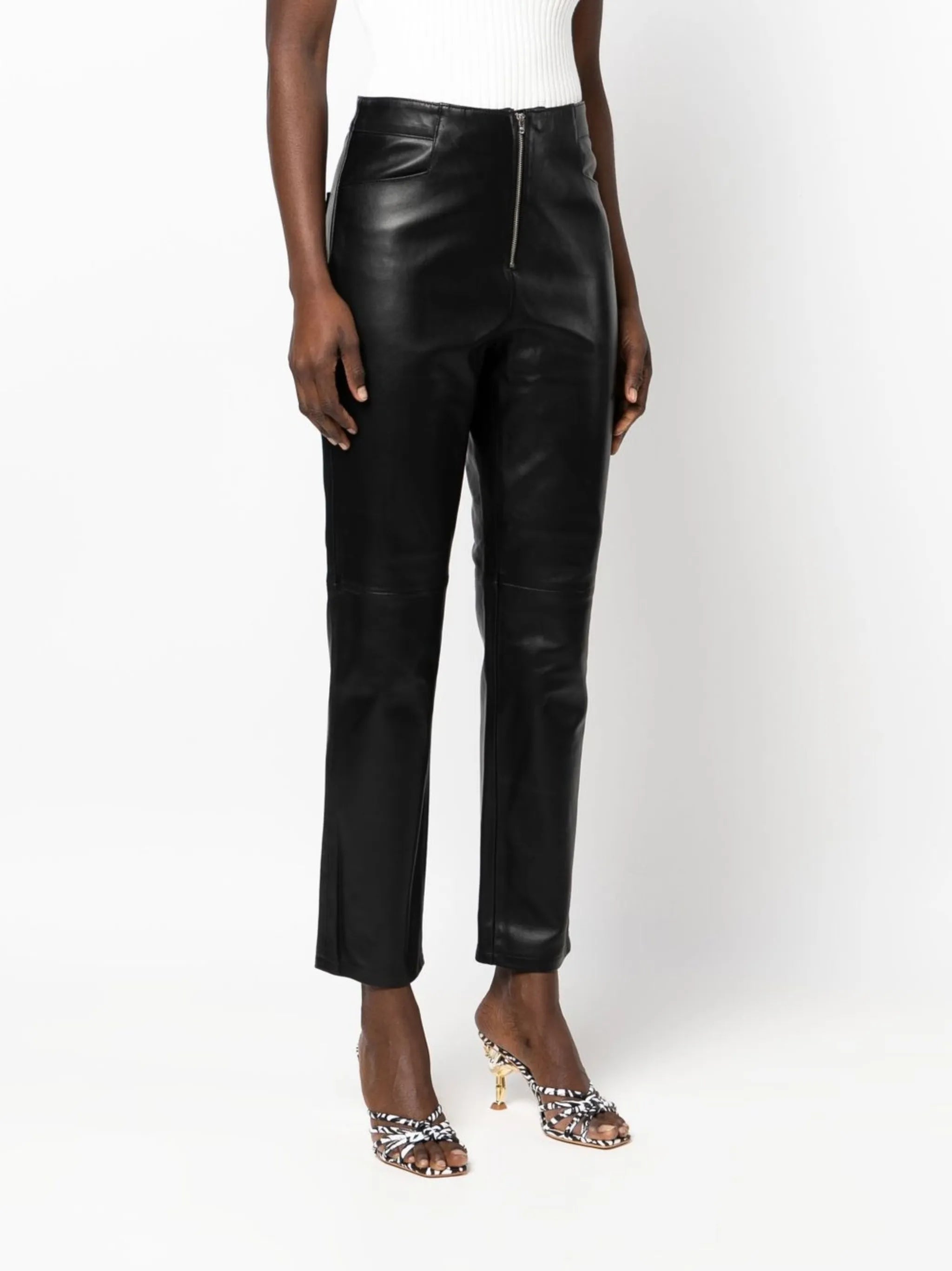 straight-leg lambskin trousers