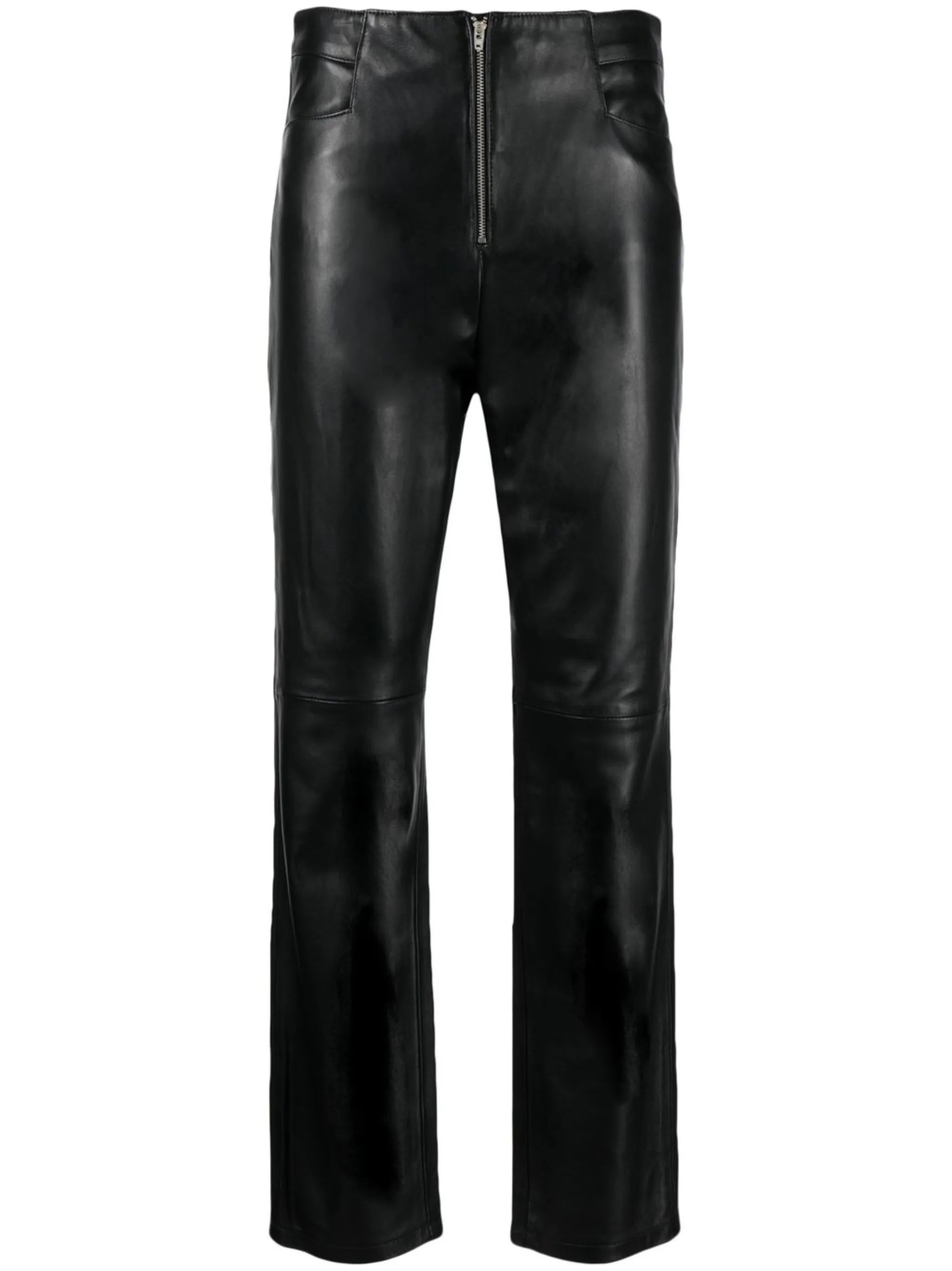 straight-leg lambskin trousers