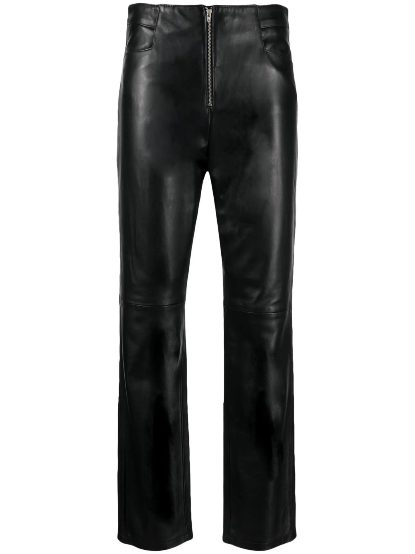 straight-leg lambskin trousers