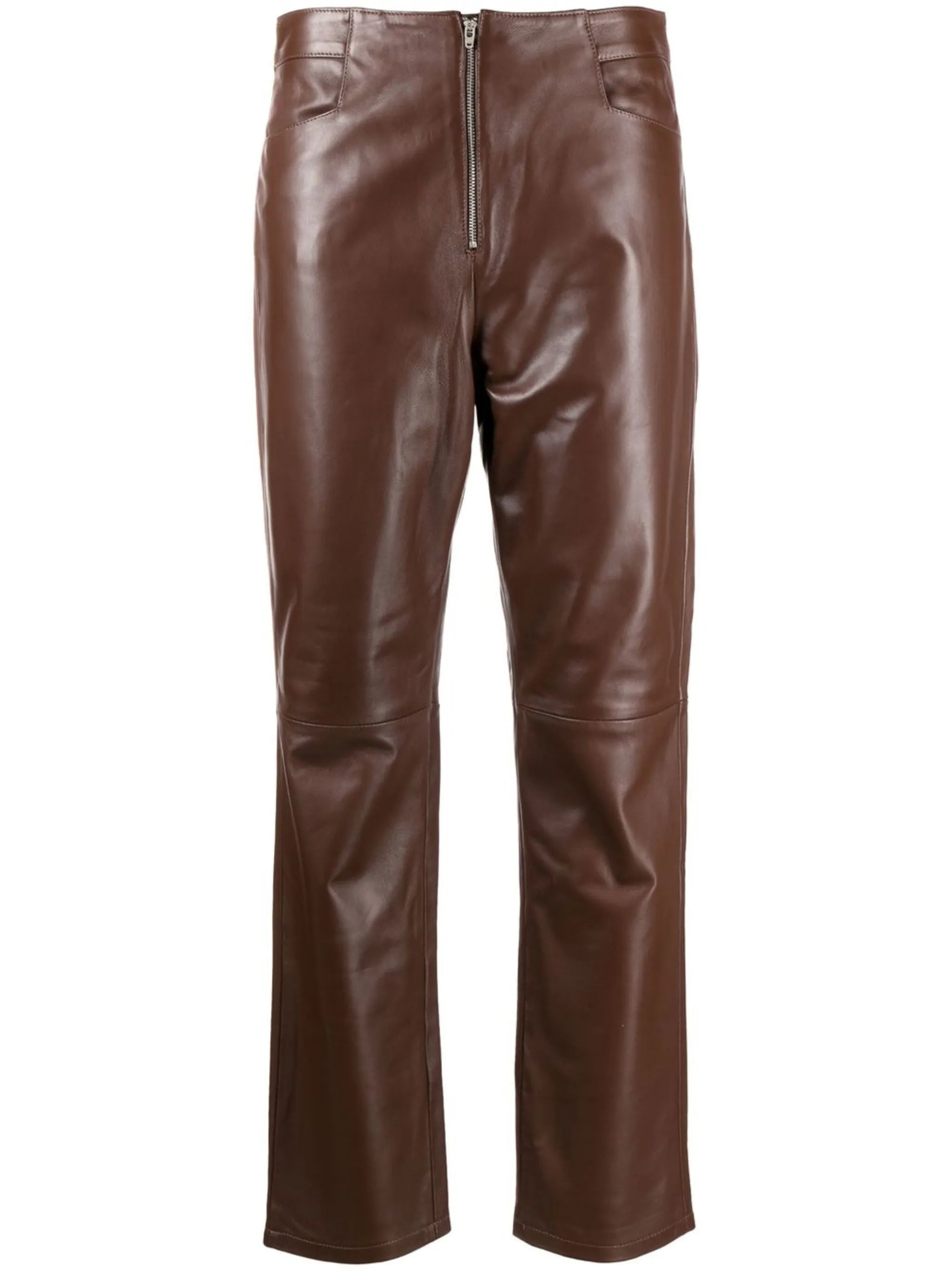 high-waist lambskin trousers