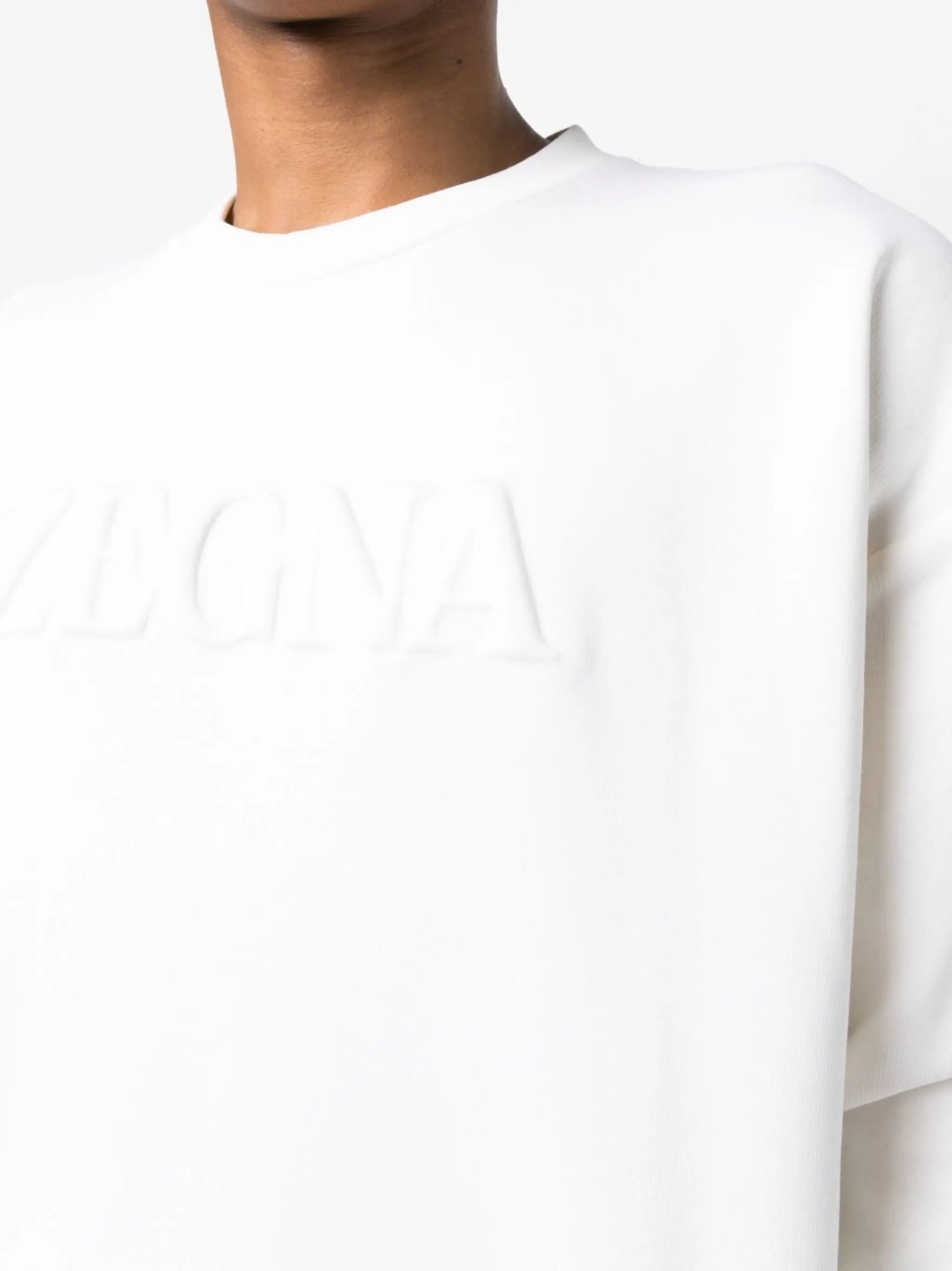 logo-embossed crewneck sweatshirt