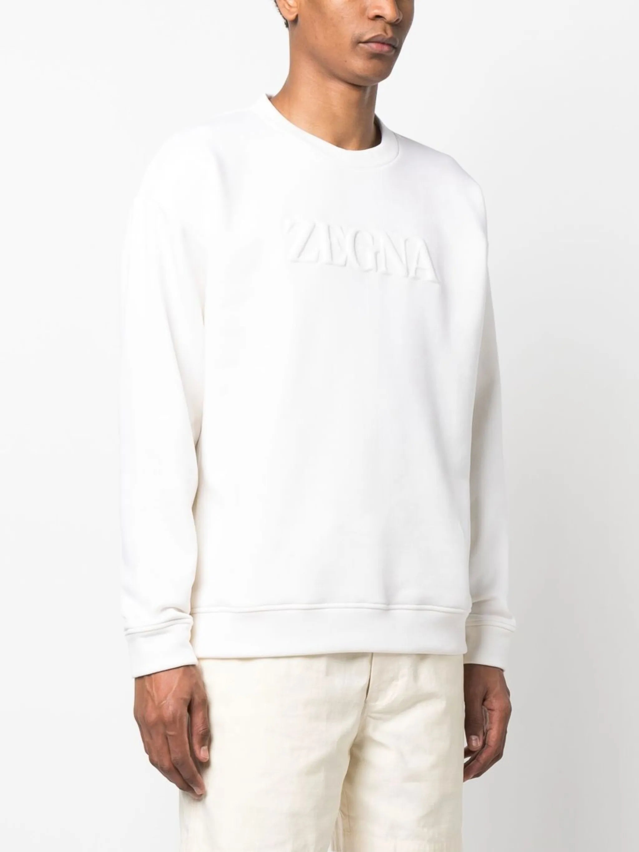 logo-embossed crewneck sweatshirt