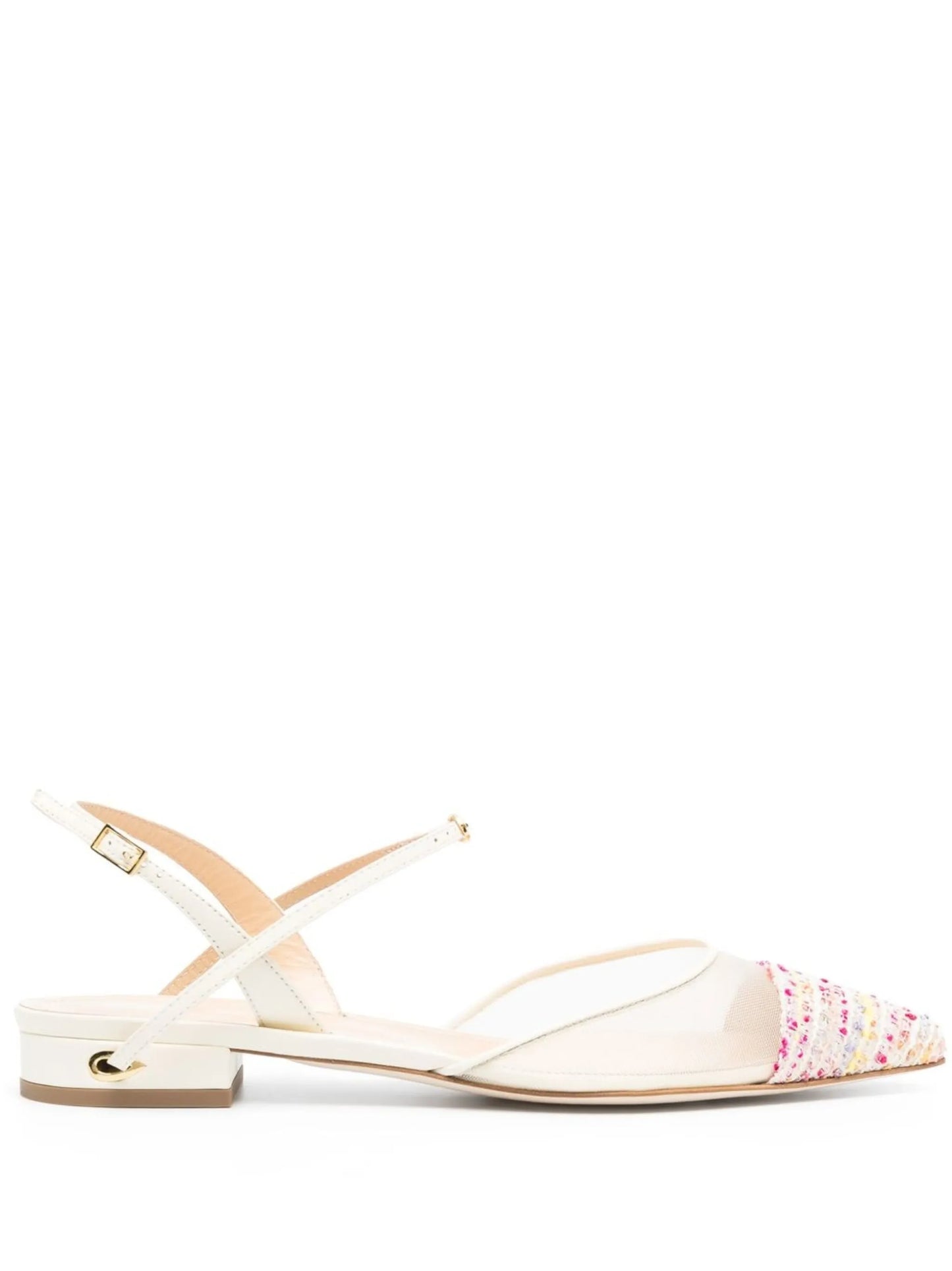 Vittorio mesh leather slingback point-toe flats