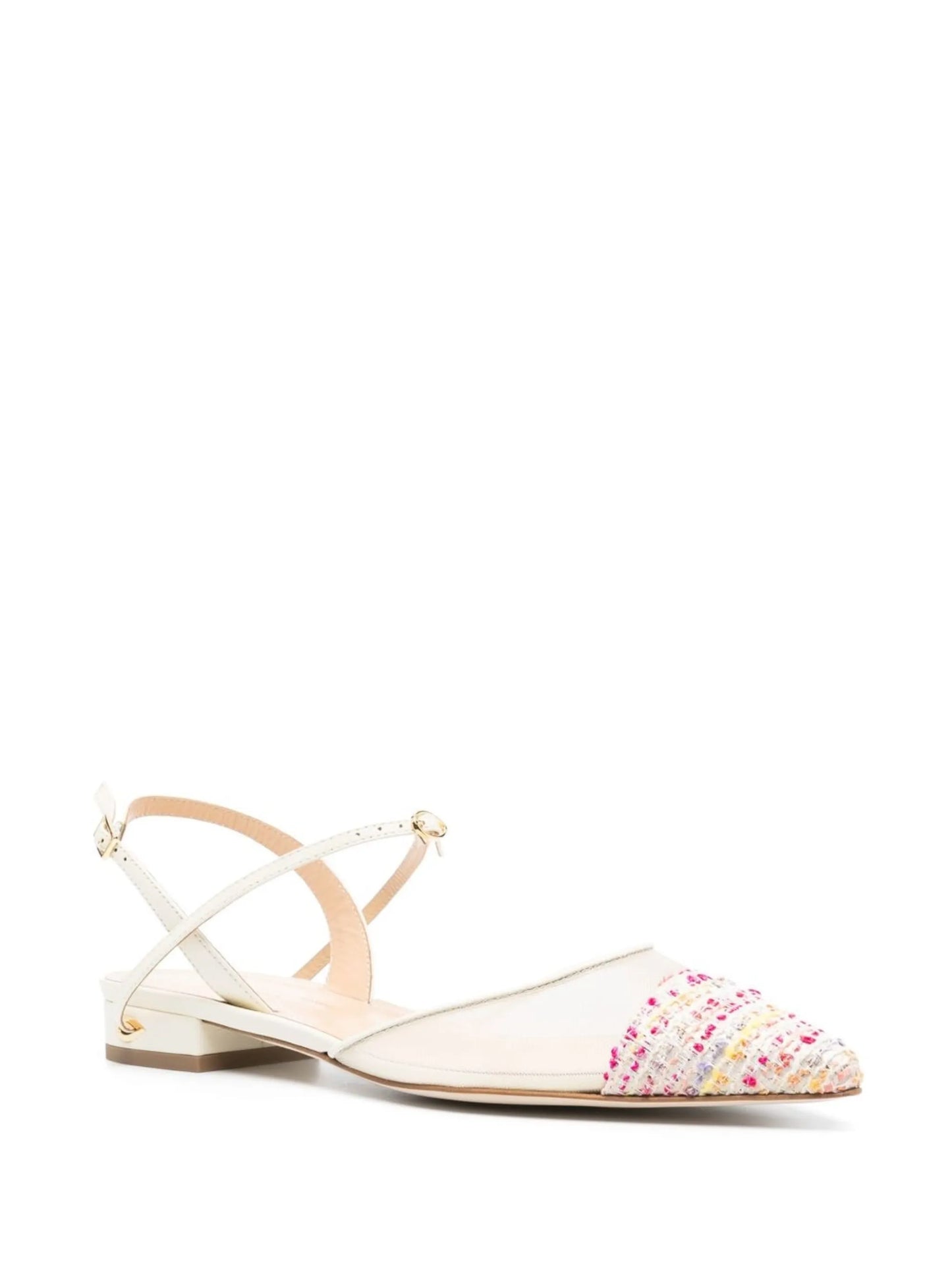 Vittorio mesh leather slingback point-toe flats