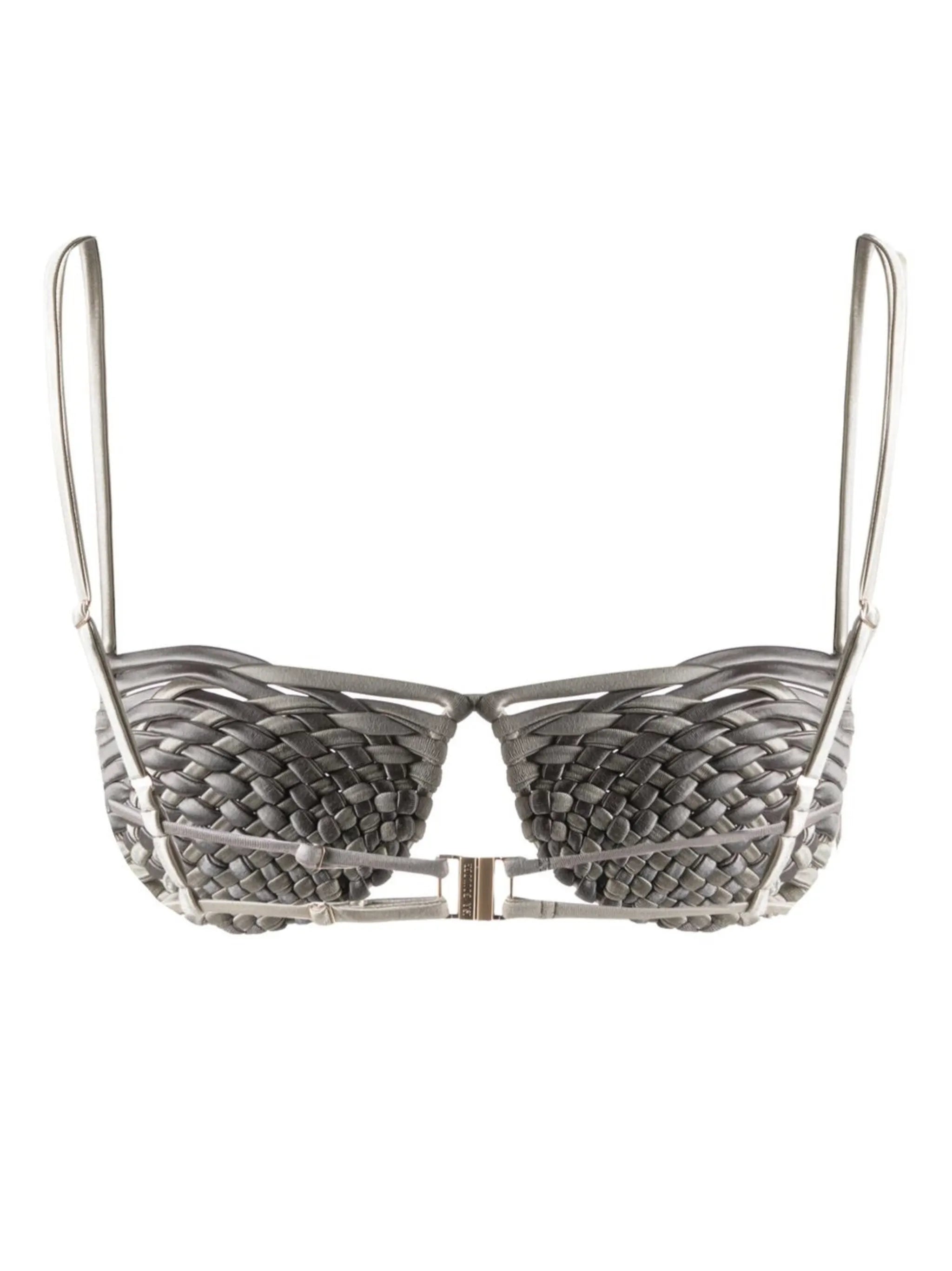interwoven round-cup bikini top
