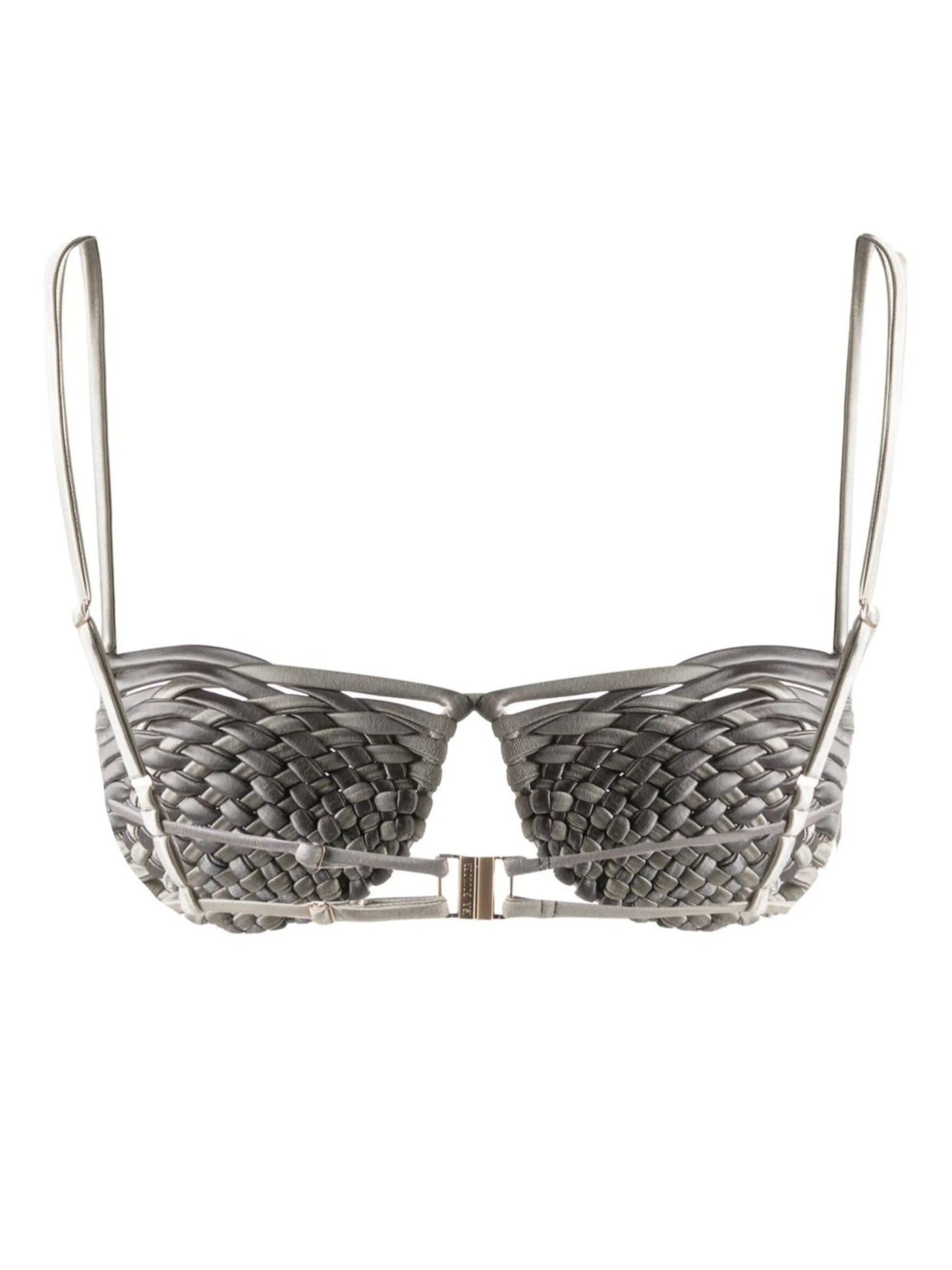 interwoven round-cup bikini top