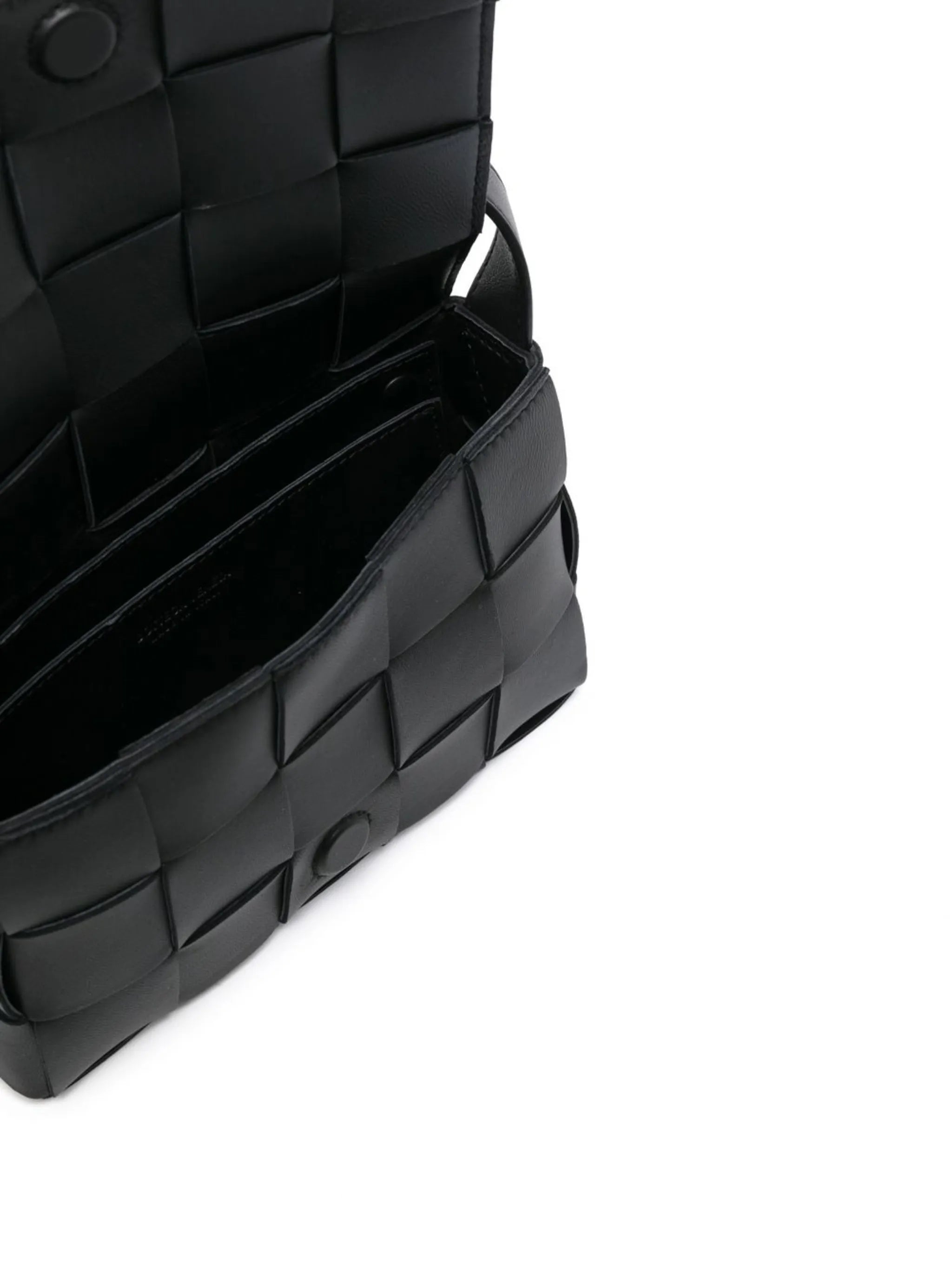 Cassette Intrecciato leather cross body bag