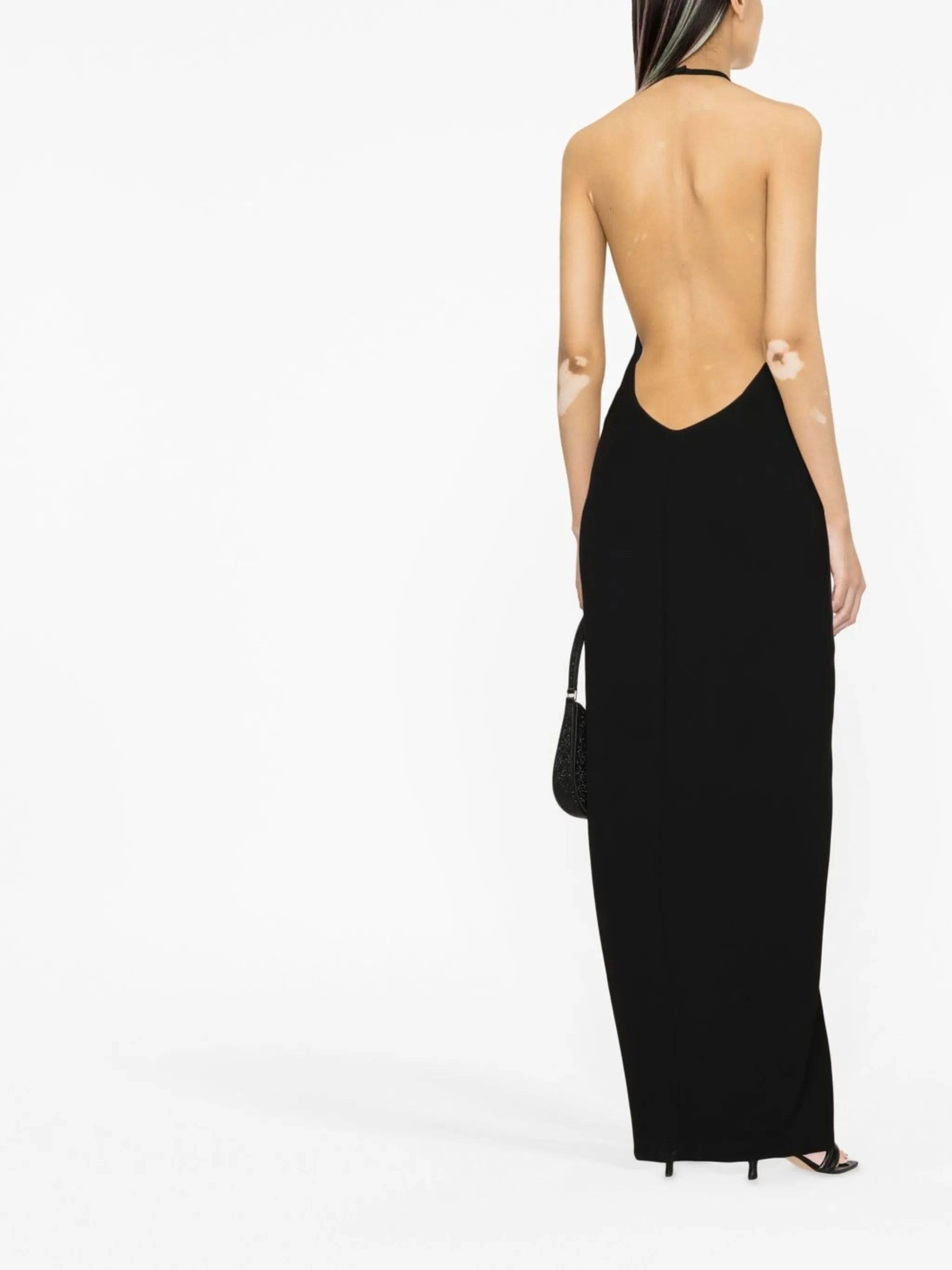 halterneck plunging-neckline gown