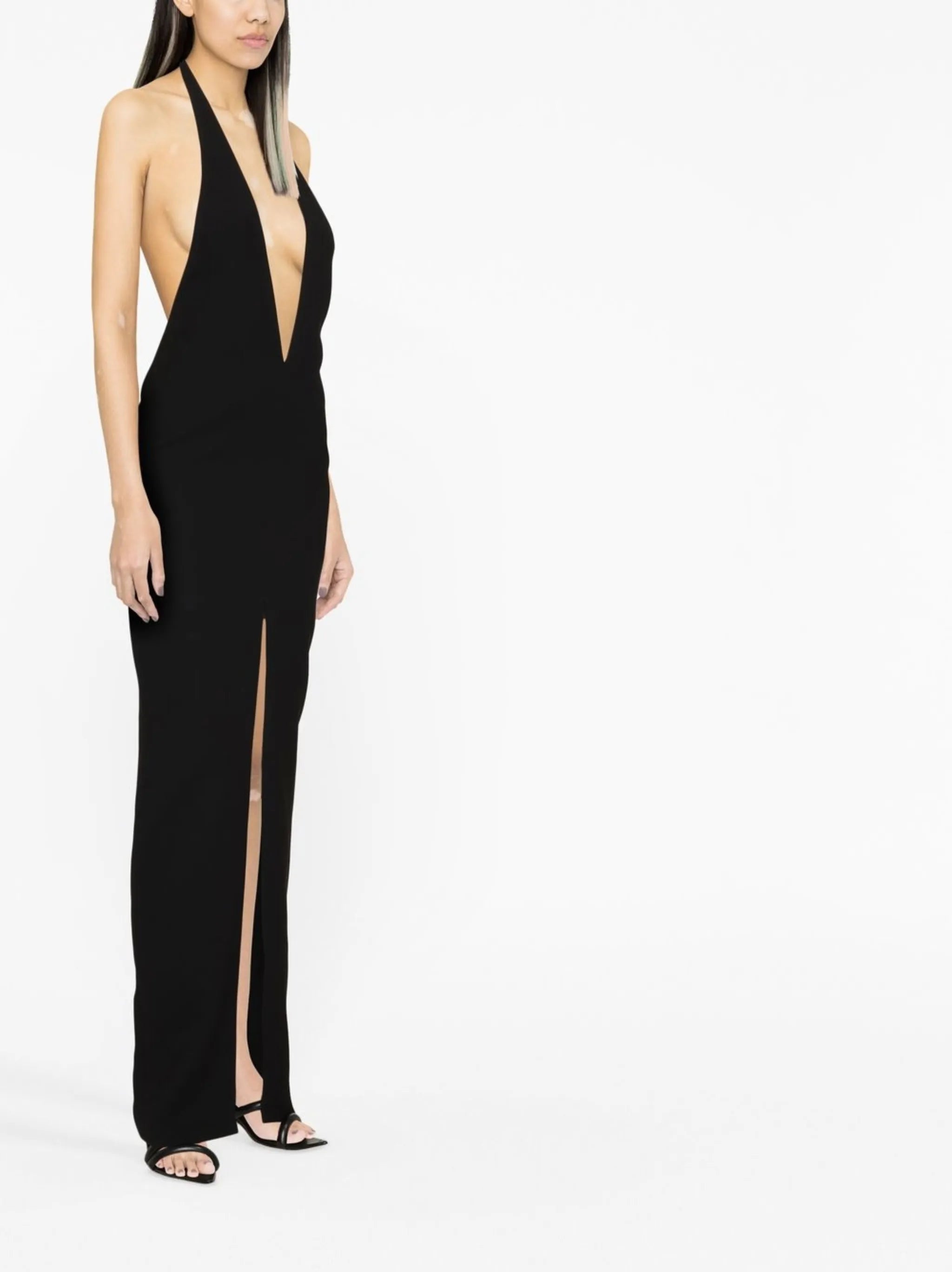 halterneck plunging-neckline gown