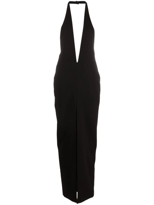halterneck plunging-neckline gown