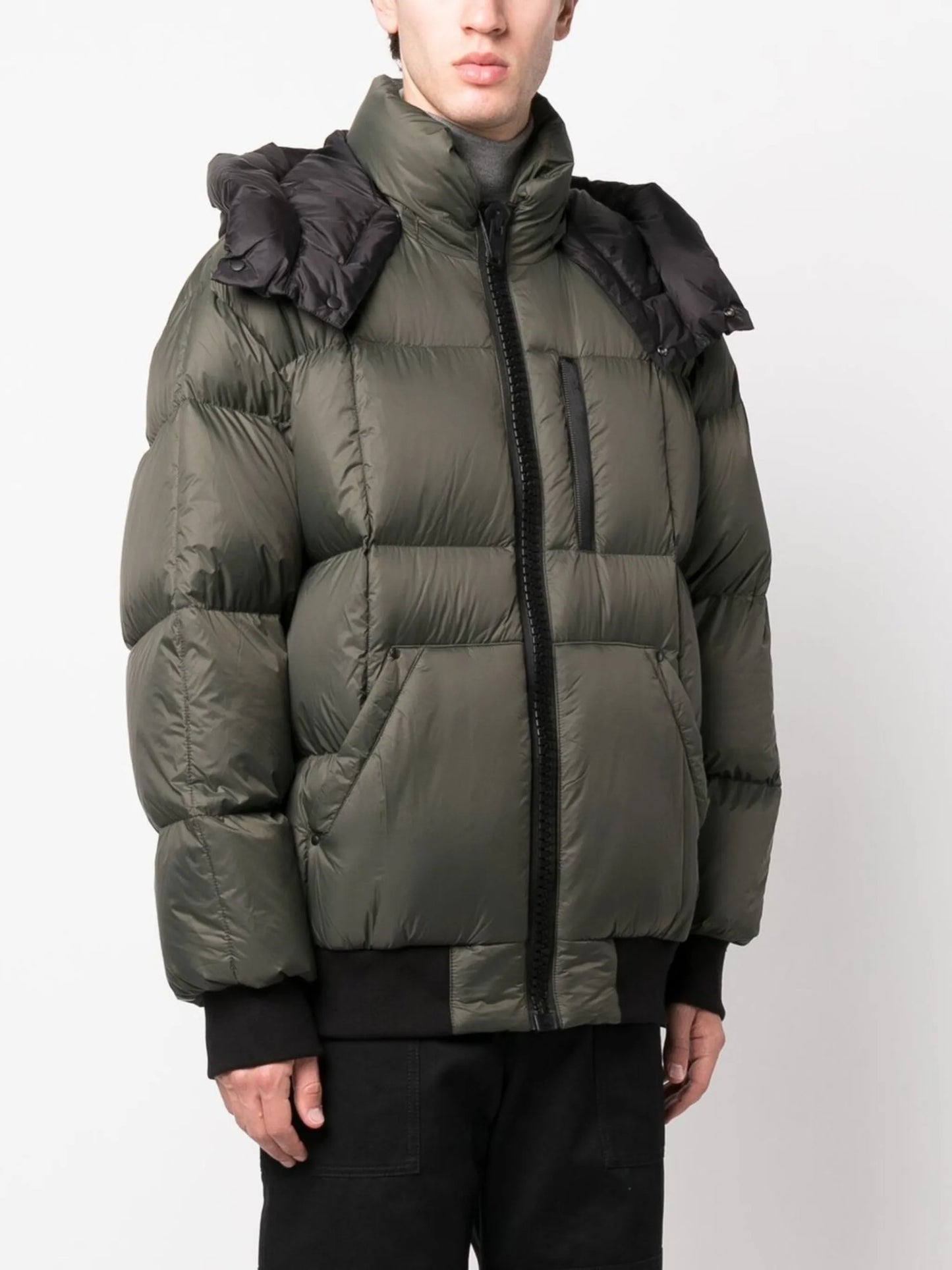 padded zip-up down jacket