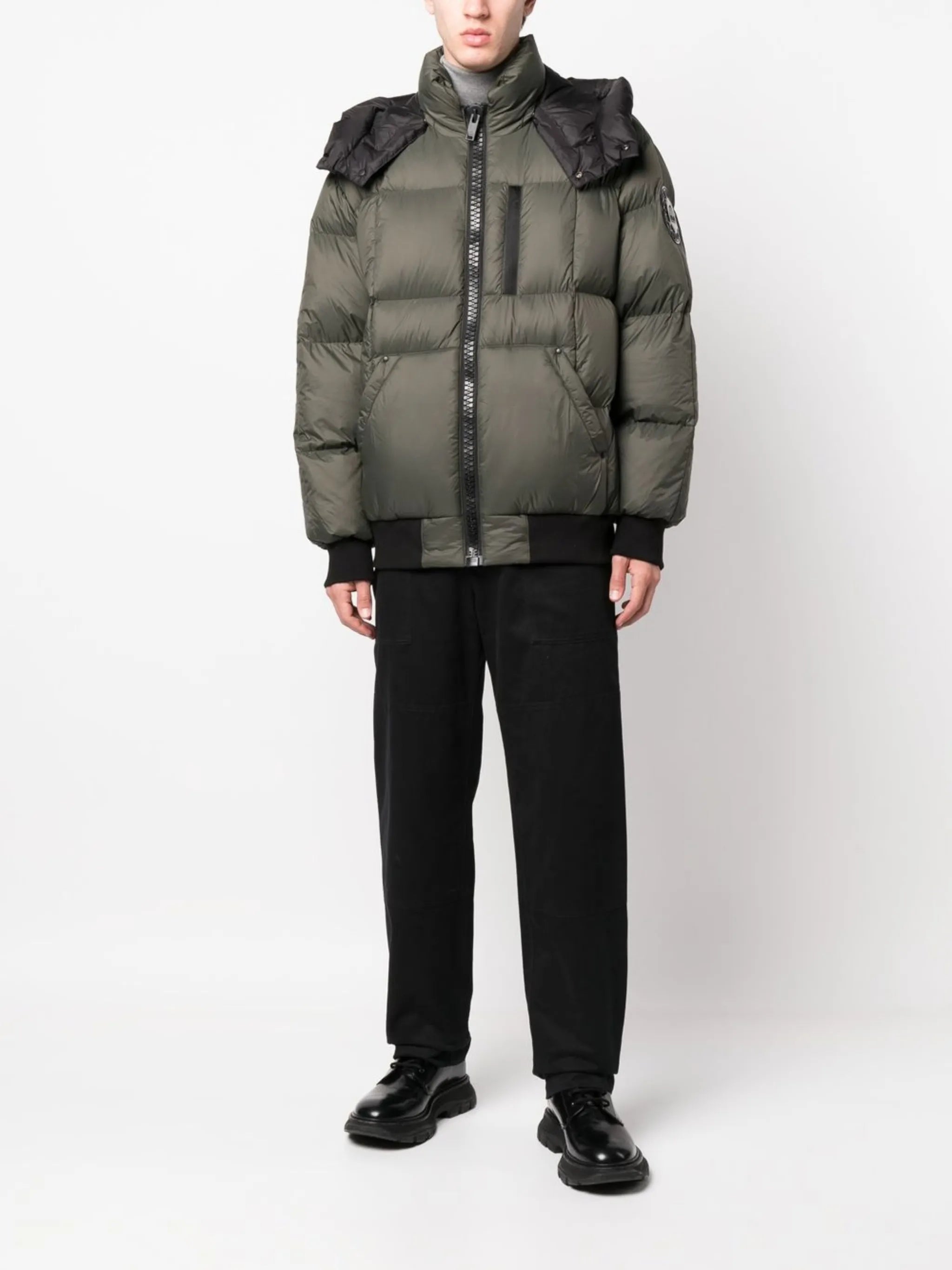 padded zip-up down jacket