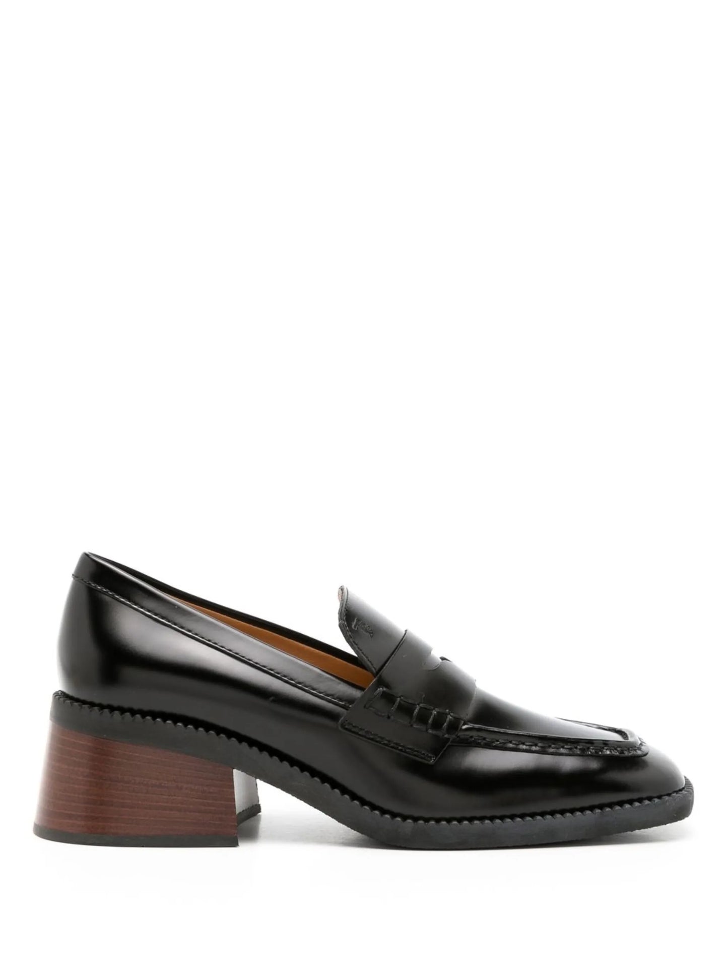 square-toe heeled loafers