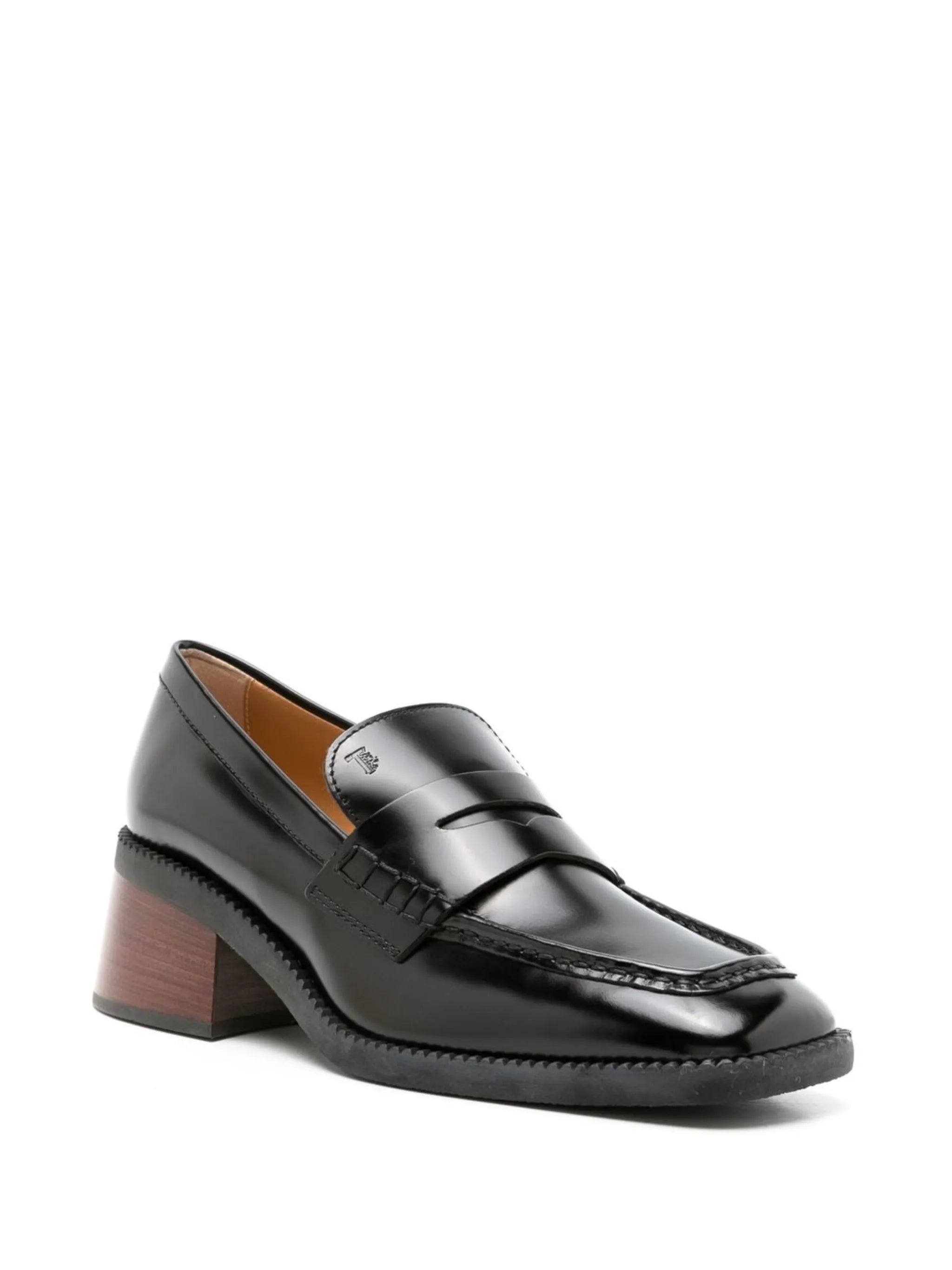 square-toe heeled loafers
