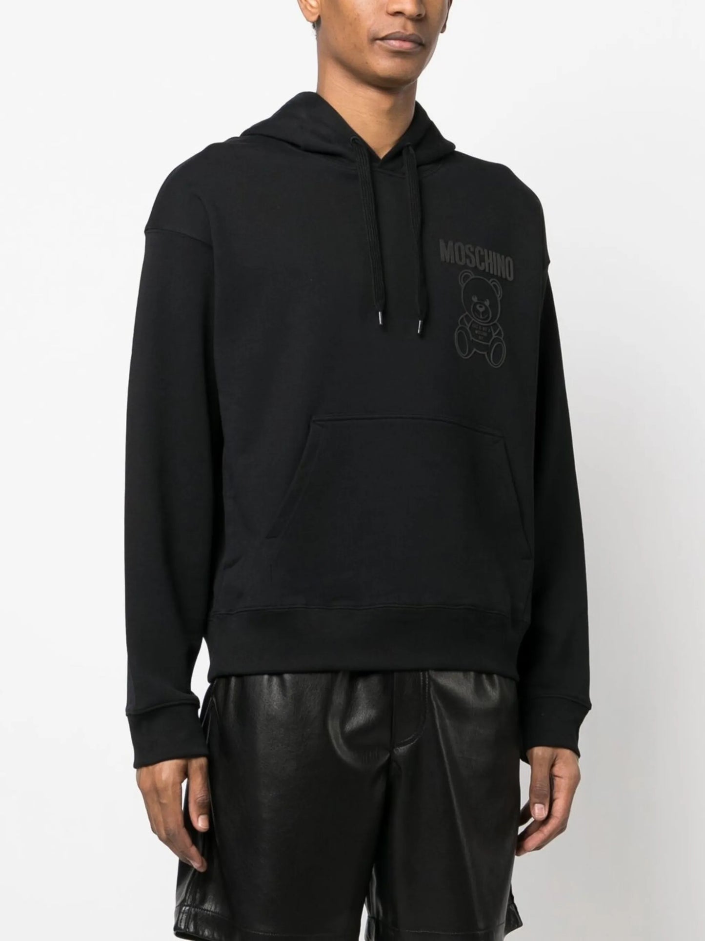 teddy-print cotton hoodie